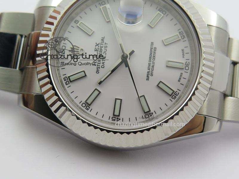 Datejust II 116334 SS 41mm White Dial Sticks Markers On SS Bracelet A3136