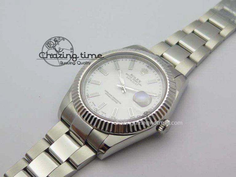 Datejust II 116334 SS 41mm White Dial Sticks Markers On SS Bracelet A3136