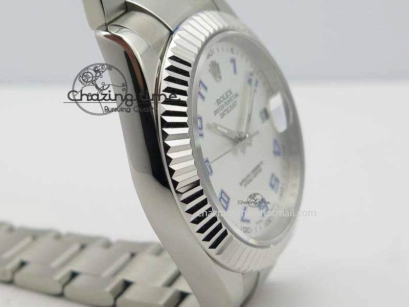 Datejust II Silver Dial Blue Numeral On SS Bracelet 41MM A2836