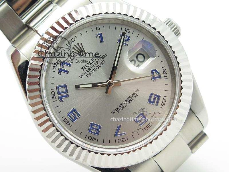 Datejust II Silver Dial Blue Numeral On SS Bracelet 41MM A2836