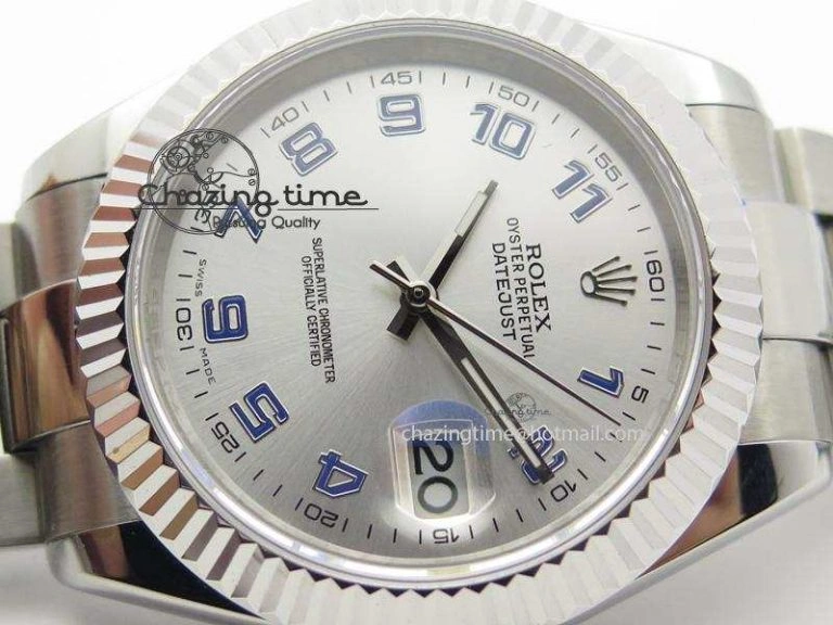 Datejust II Silver Dial Blue Numeral On SS Bracelet 41MM A2836