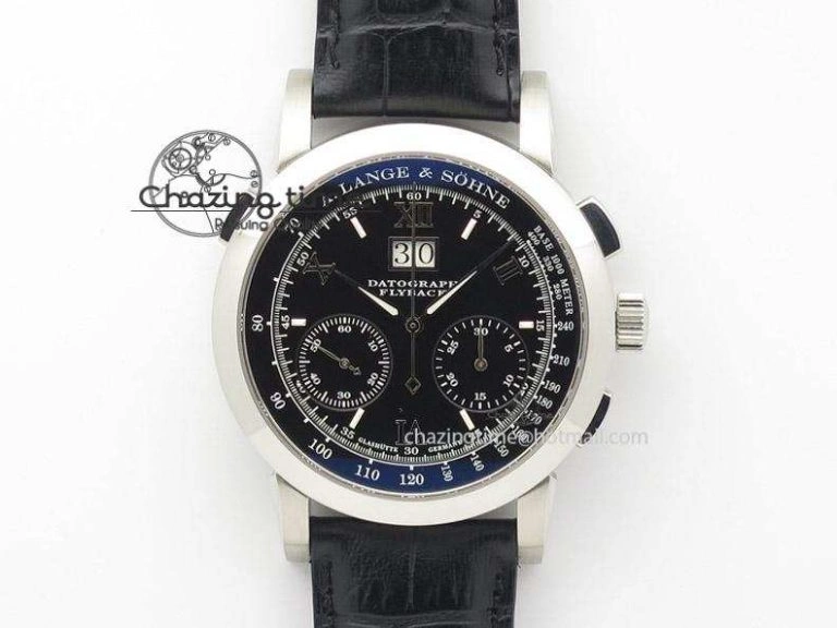 Datograph Flyback SS Black Dial On Black Leather Strap