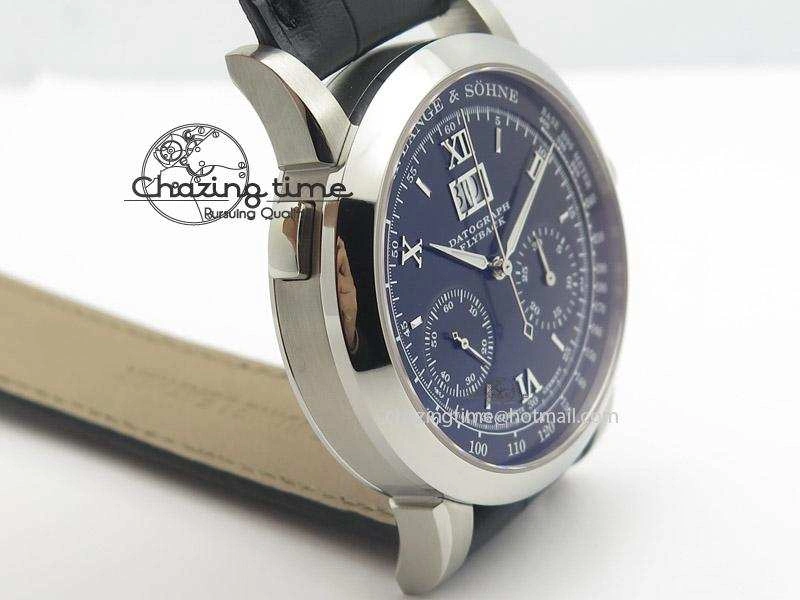 Datograph Flyback SS Black Dial On Black Leather Strap