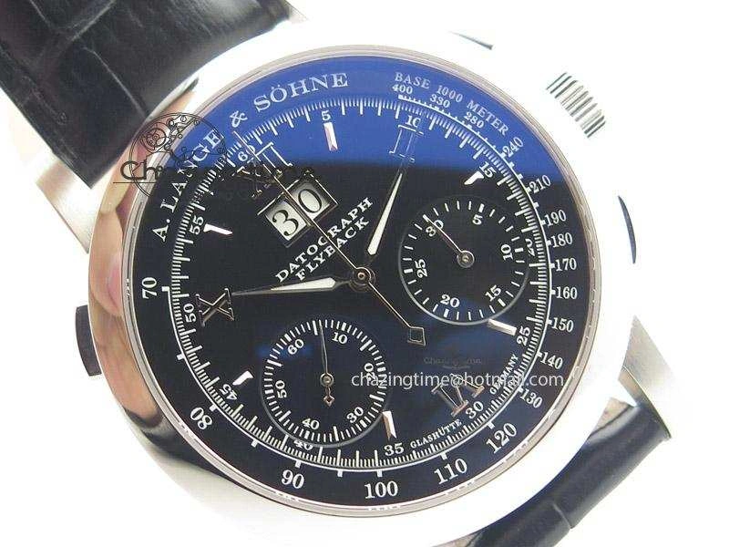Datograph Flyback SS Black Dial On Black Leather Strap