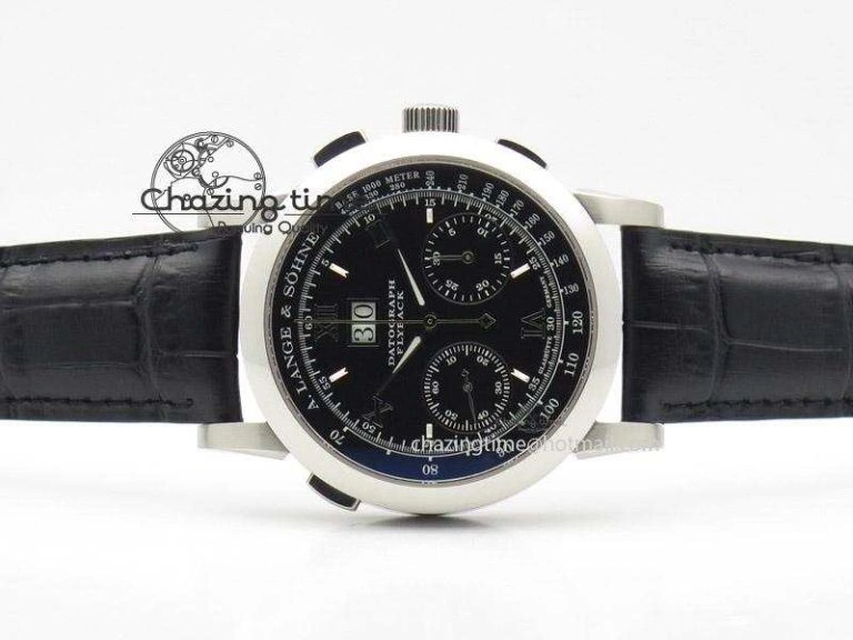 Datograph Flyback SS Black Dial On Black Leather Strap