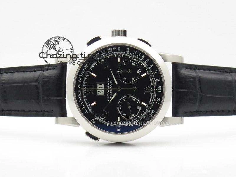 Datograph Flyback SS Black Dial On Black Leather Strap