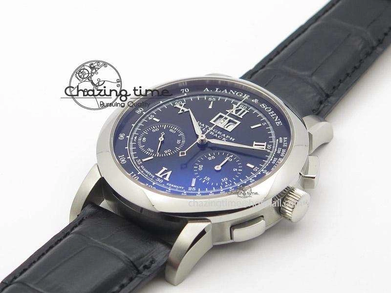 Datograph Flyback SS Black Dial On Black Leather Strap