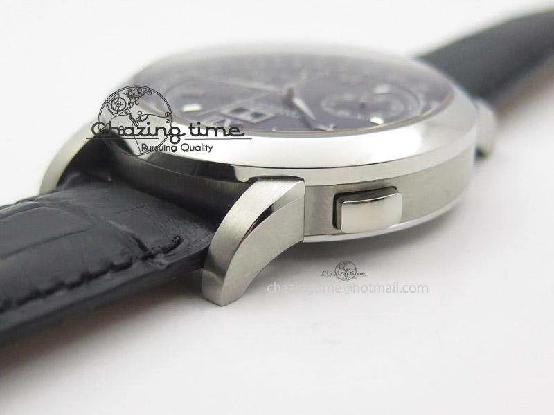 Datograph Flyback SS Black Dial On Black Leather Strap
