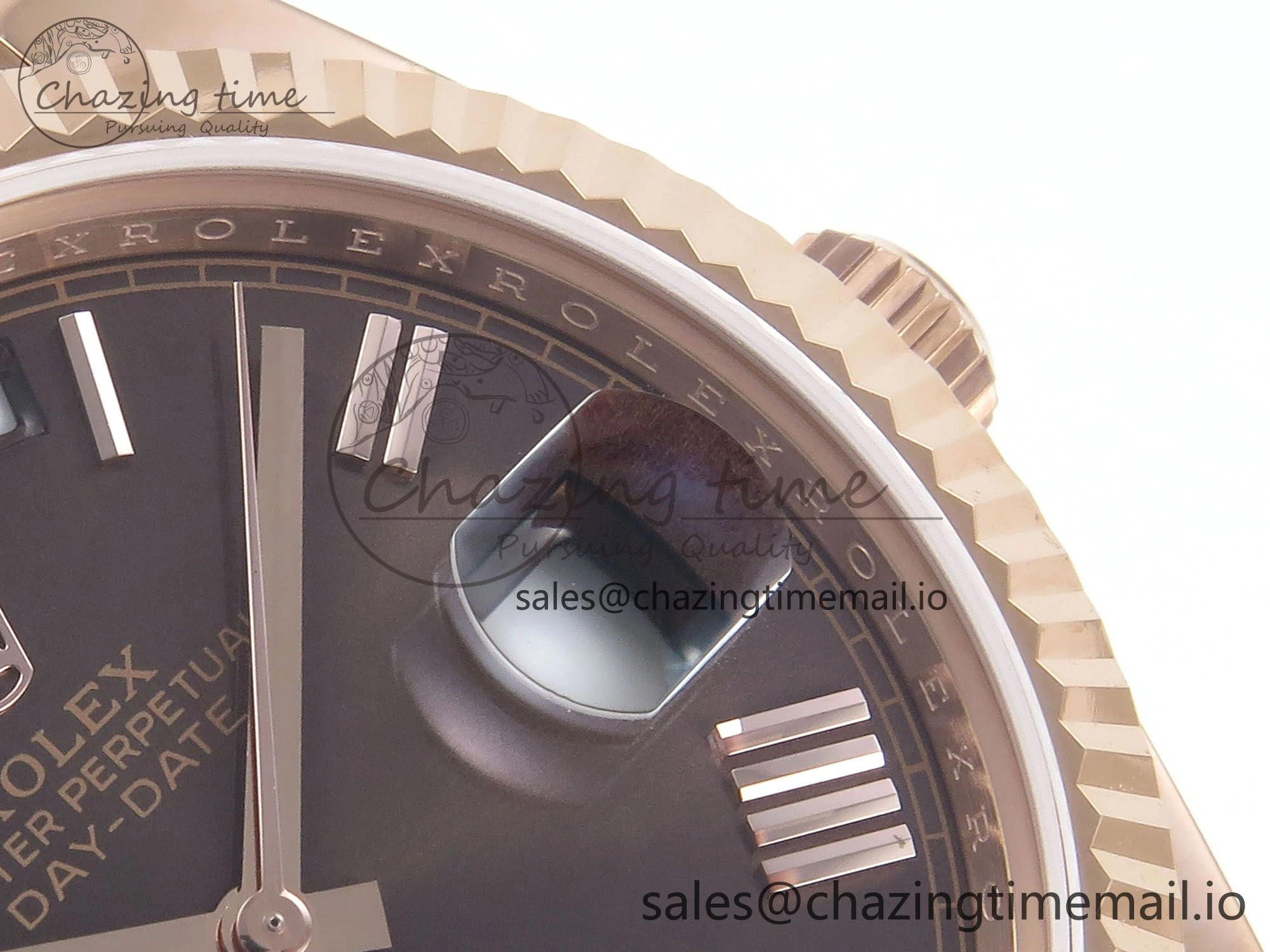 Day Date 128235 36mm RG KF 1:1 Best Edition Brown Roman Dial On President Bracelet A2836 (Gain Weight)