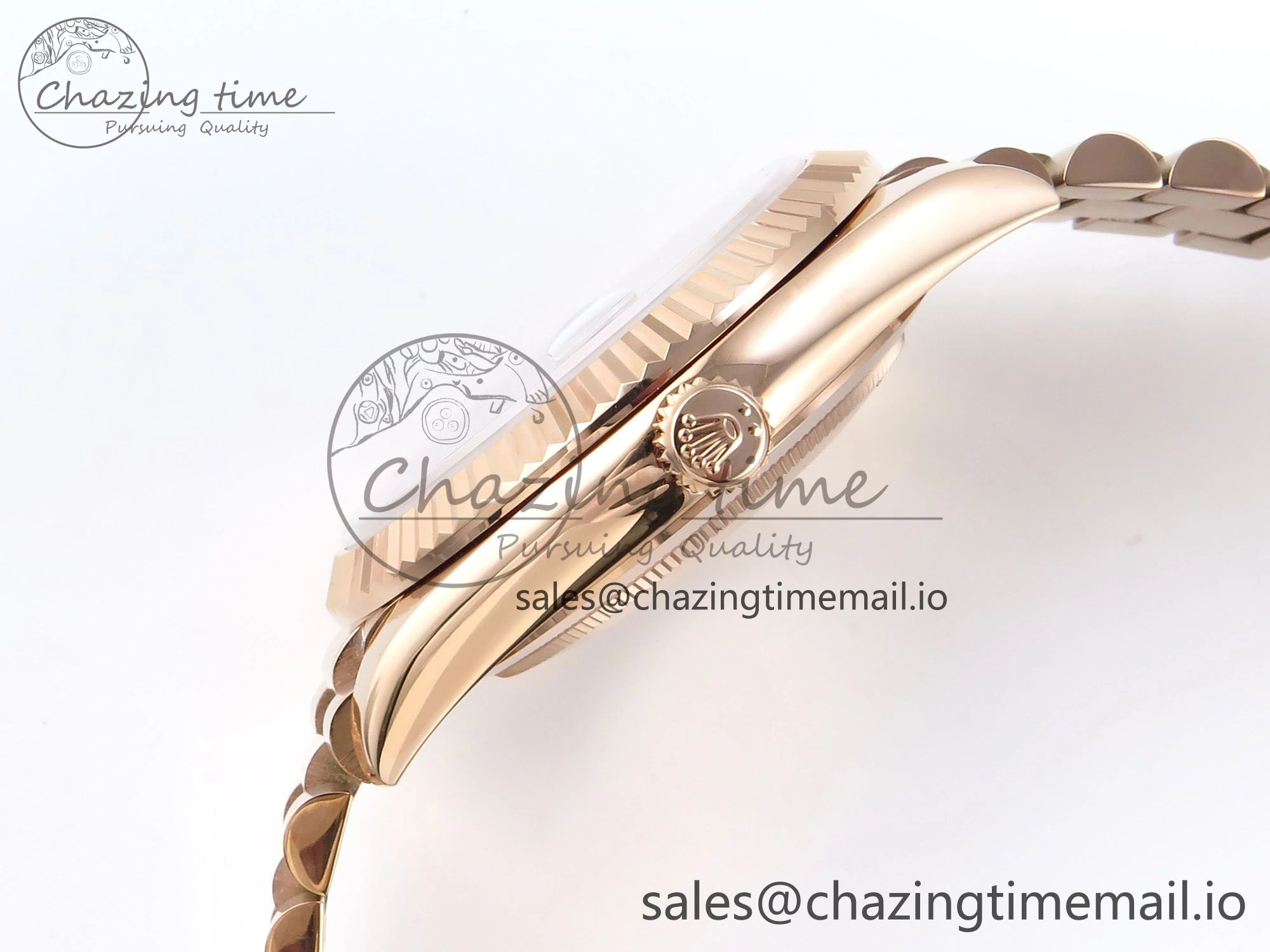 Day Date 128235 36mm RG KF 1:1 Best Edition Brown Roman Dial On President Bracelet A2836 (Gain Weight)