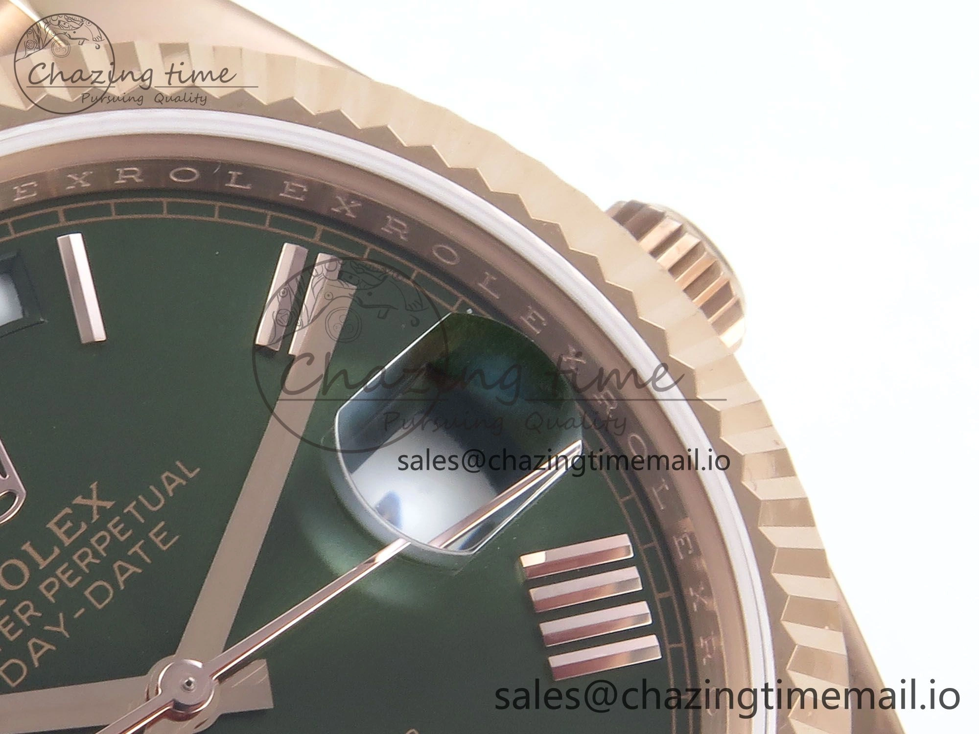 Day Date 128235 36mm RG KF 1:1 Best Edition Green Roman Dial On President Bracelet A2836 (Gain Weight)