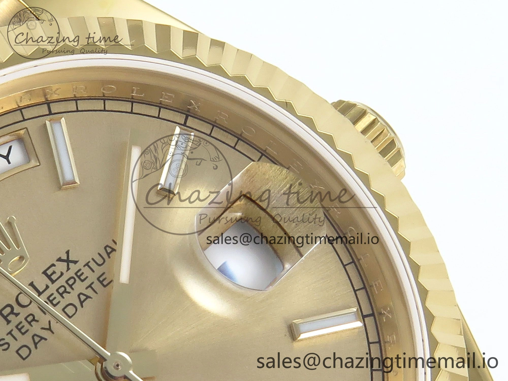 Day Date 128238 36mm YG KF 1:1 Best Edition Gold Dial Stick Marker On President Bracelet A2836 (Gain Weight)