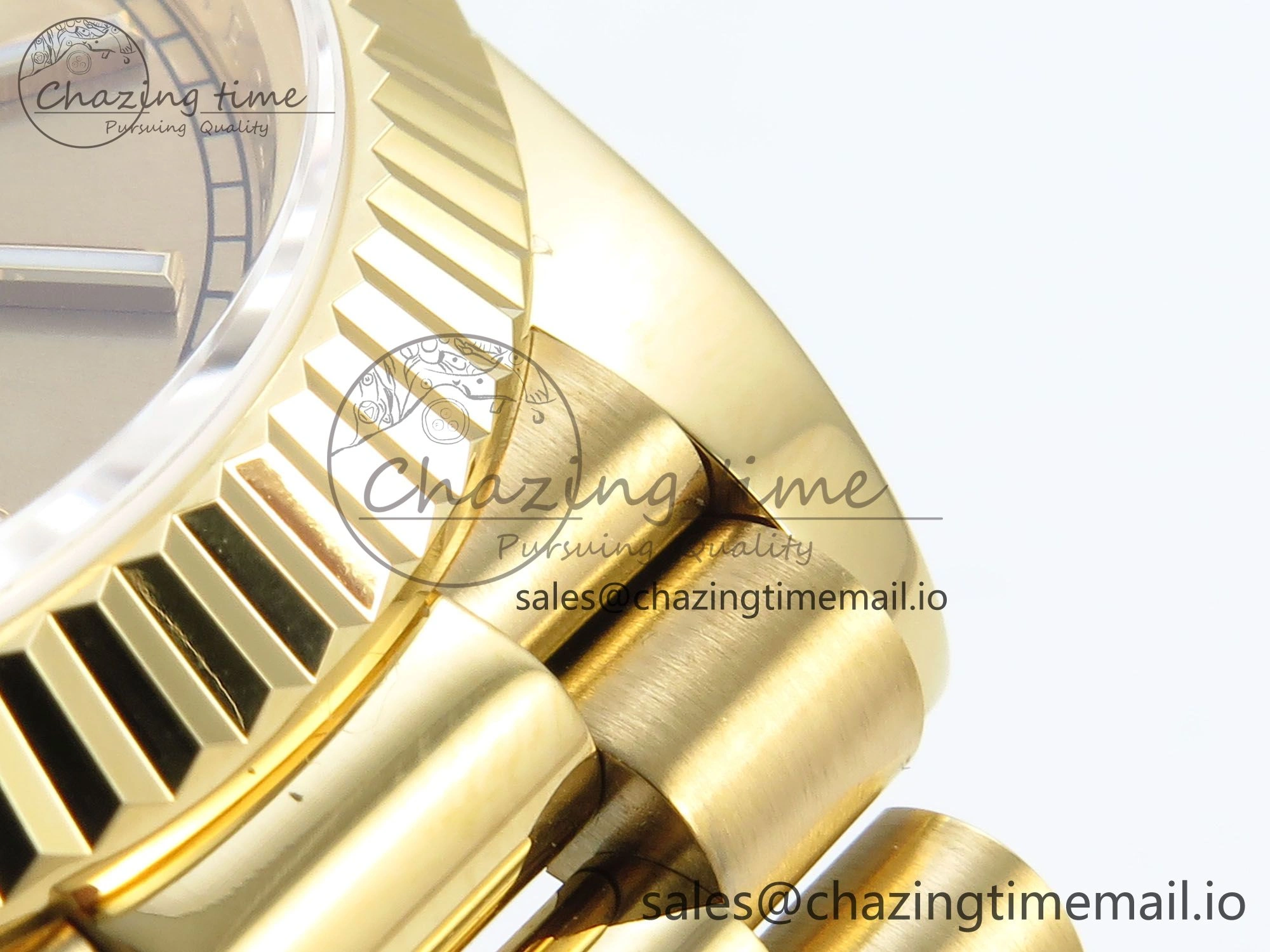 Day Date 128238 36mm YG KF 1:1 Best Edition Gold Dial Stick Marker On President Bracelet A2836 (Gain Weight)