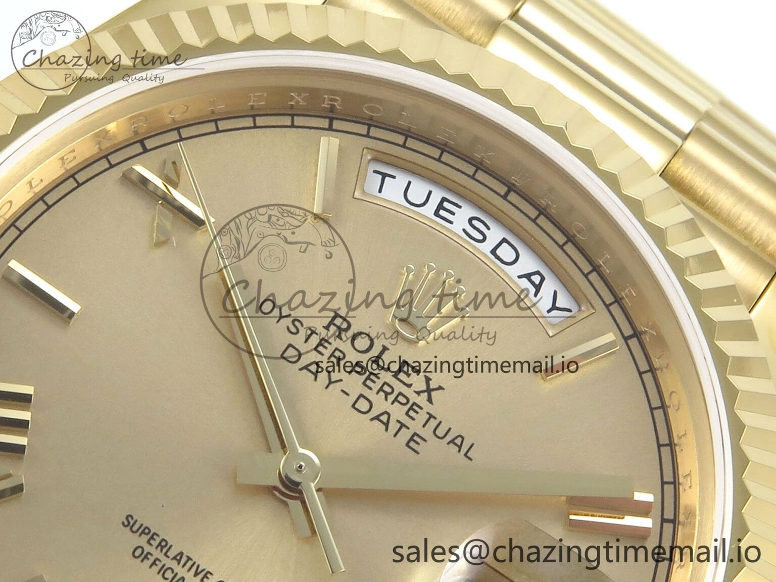 Day Date 128238 36mm YG KF 1:1 Best Edition Gold Roman Dial On President Bracelet A2836 (Gain Weight)