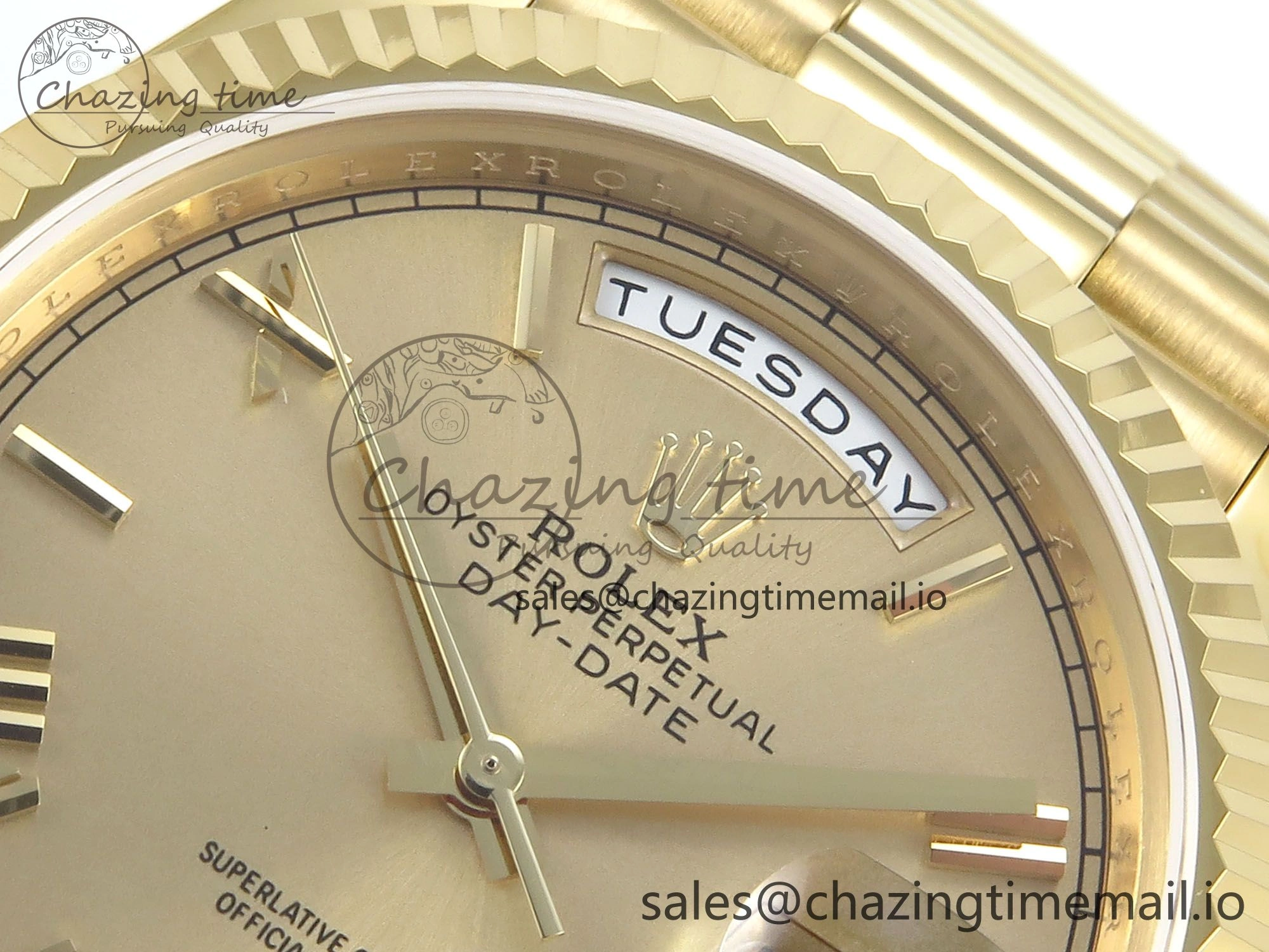 Day Date 128238 36mm YG KF 1:1 Best Edition Gold Roman Dial On President Bracelet A2836 (Gain Weight)