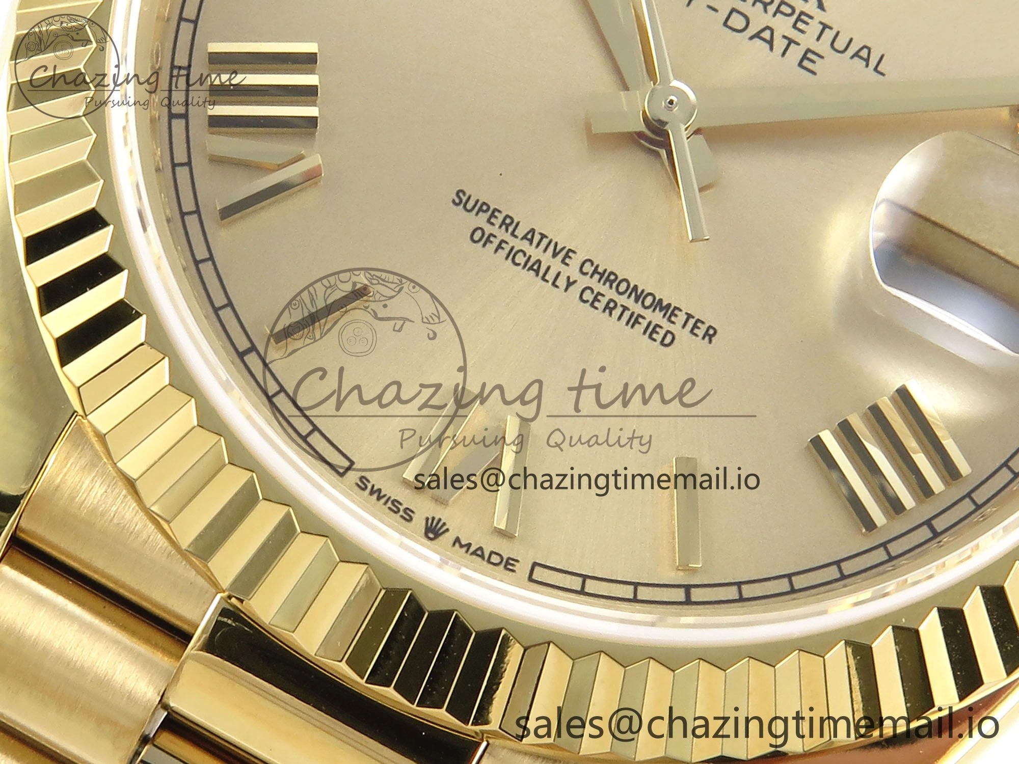 Day Date 128238 36mm YG KF 1:1 Best Edition Gold Roman Dial On President Bracelet A2836 (Gain Weight)