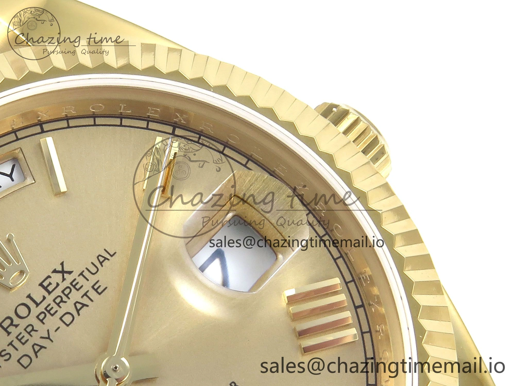 Day Date 128238 36mm YG KF 1:1 Best Edition Gold Roman Dial On President Bracelet A2836 (Gain Weight)