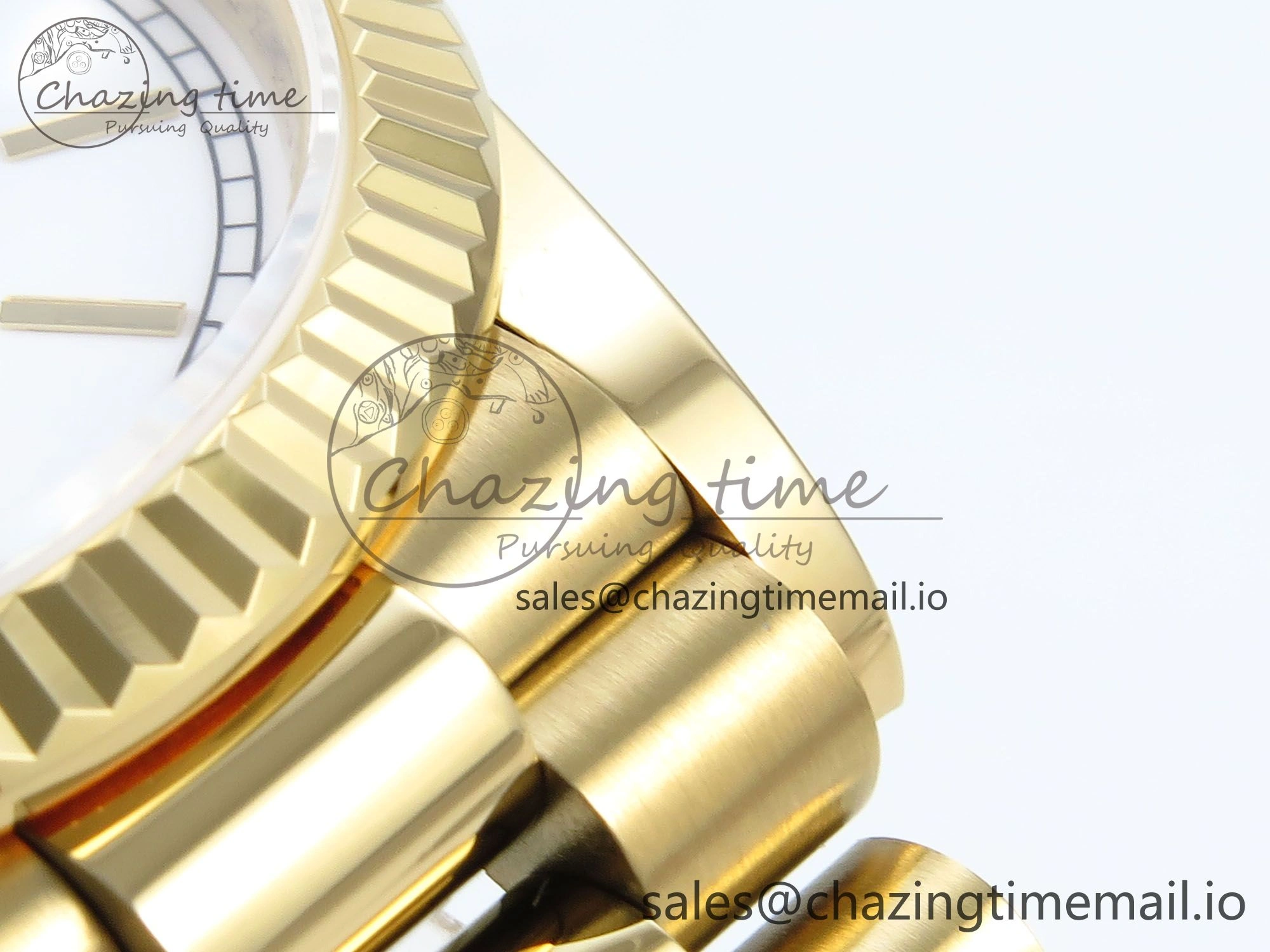 Day Date 128238 36mm YG KF 1:1 Best Edition White Dial Stick Marker On President Bracelet A2836 (Gain Weight)