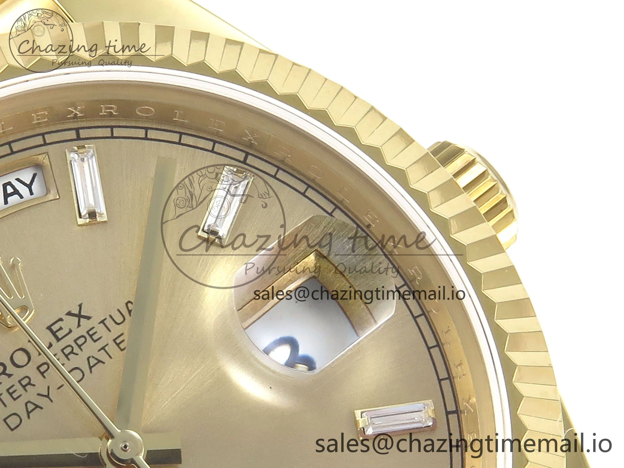 Day Date 128238 36mm YG KF 1:1 Best Edition YG Crystal Dial On President Bracelet A2836 (Gain Weight)