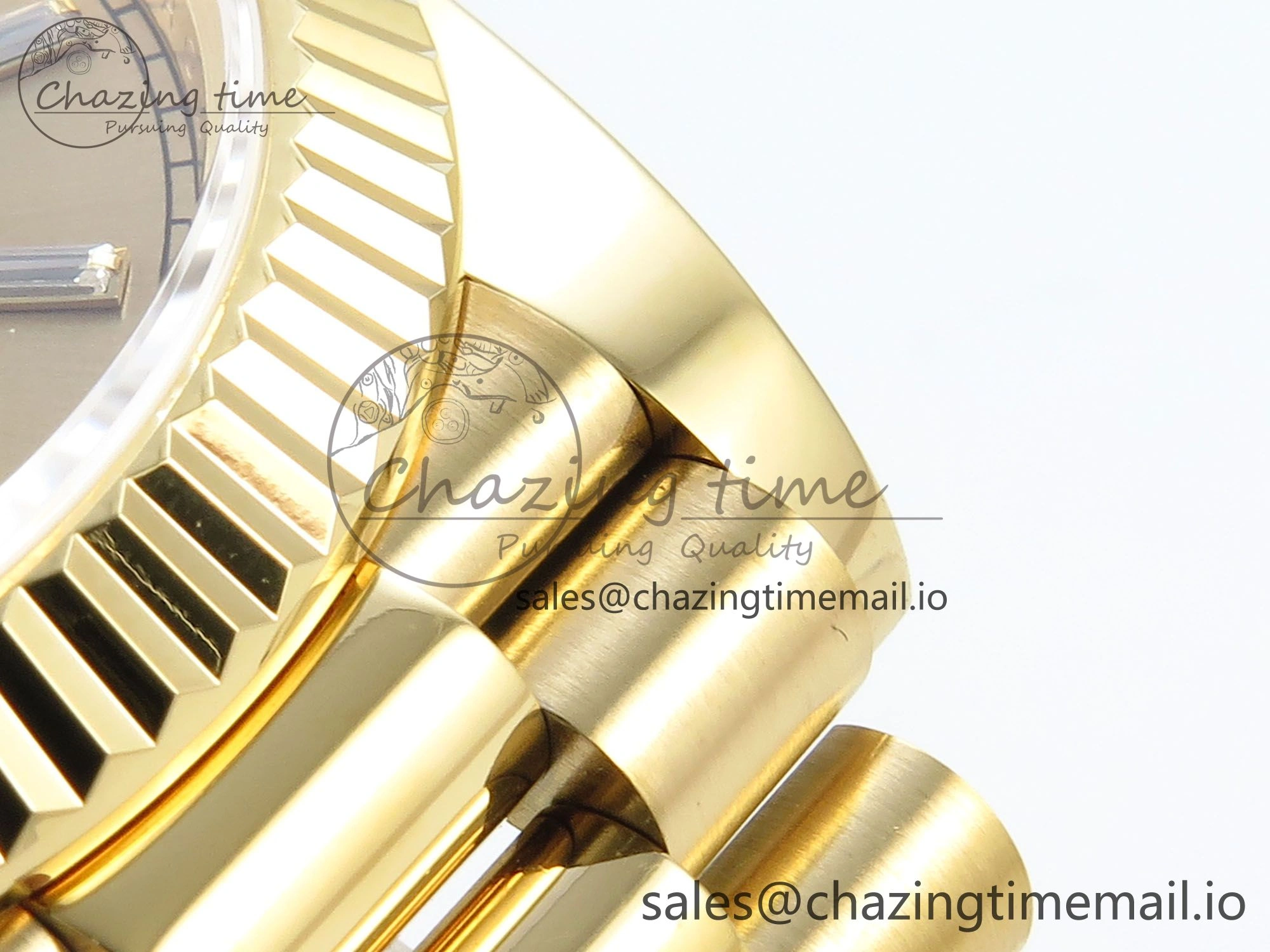 Day Date 128238 36mm YG KF 1:1 Best Edition YG Crystal Dial On President Bracelet A2836 (Gain Weight)