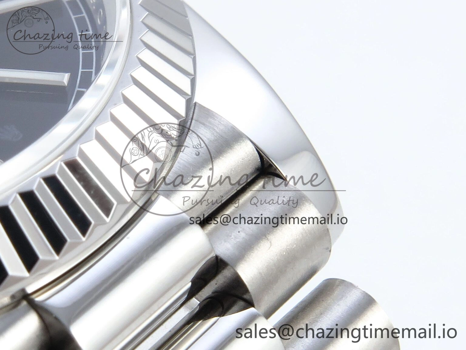 Day Date 128239 36mm SS KF 1:1 Best Edition Black Dial Stick Marker On President Bracelet A2836 (Gain Weight)