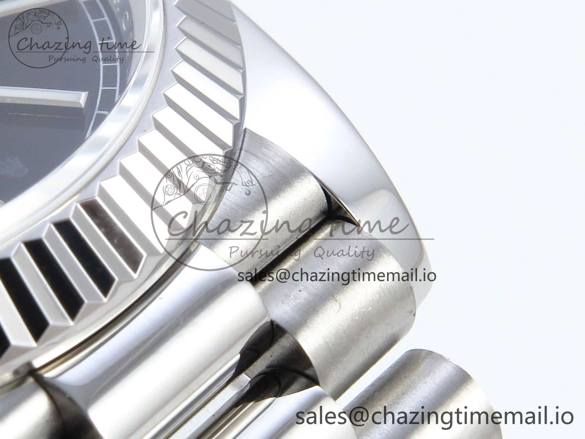 Day Date 128239 36mm SS KF 1:1 Best Edition Black Dial Stick Marker On President Bracelet A2836 (Gain Weight)