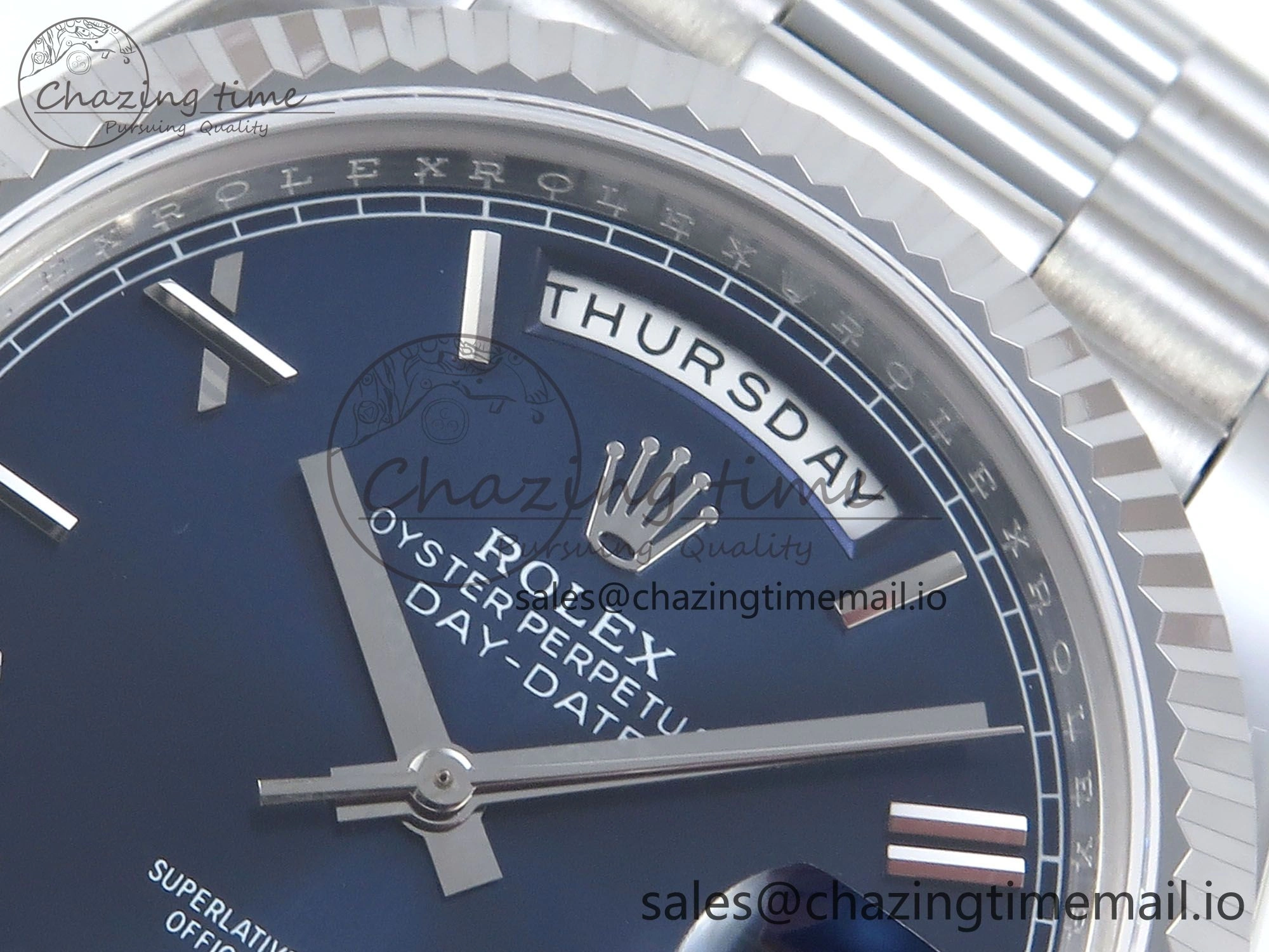Day Date 128239 36mm SS KF 1:1 Best Edition Blue Roman Dial On President Bracelet A2836 (Gain Weight)