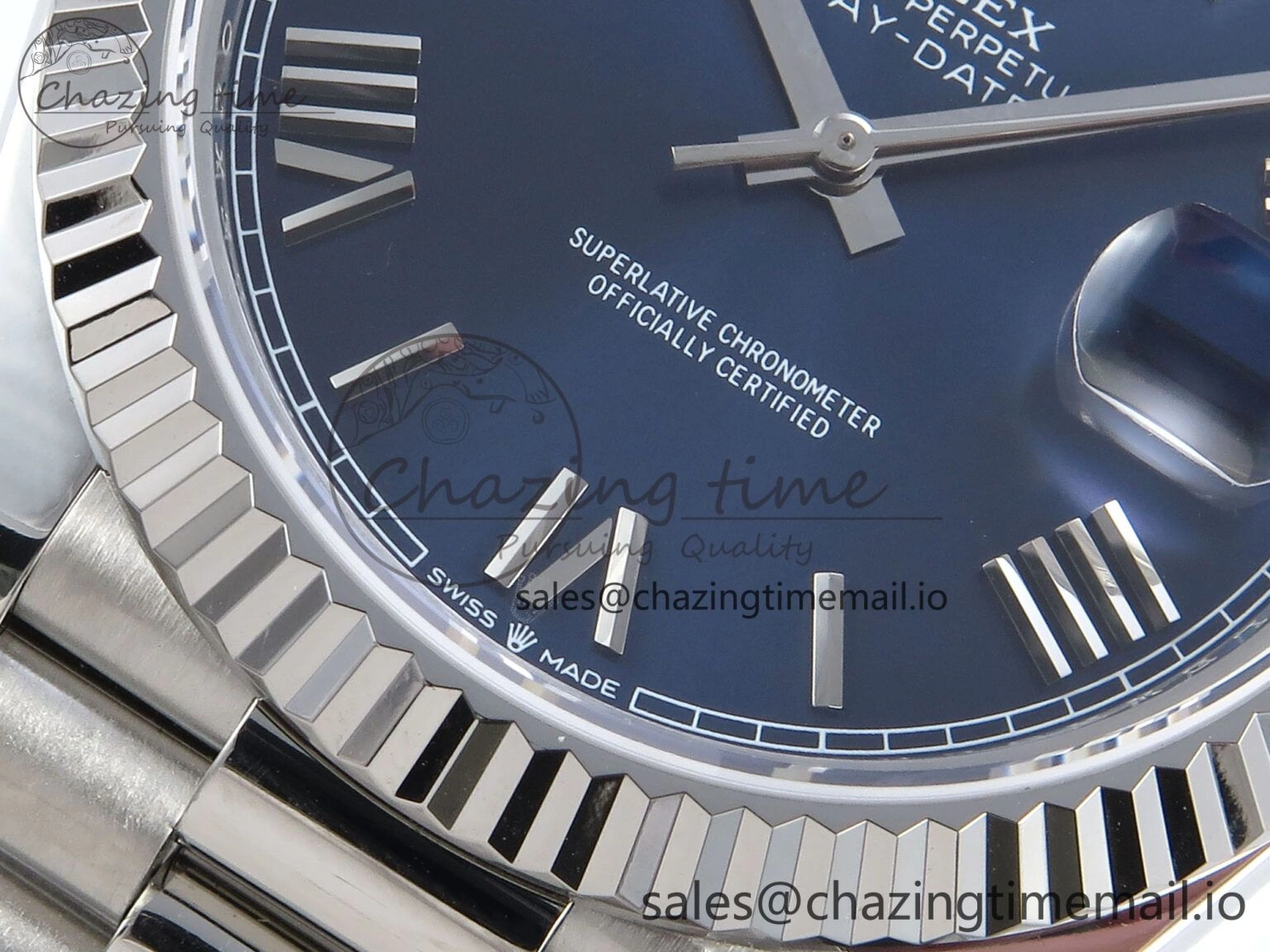 Day Date 128239 36mm SS KF 1:1 Best Edition Blue Roman Dial On President Bracelet A2836 (Gain Weight)