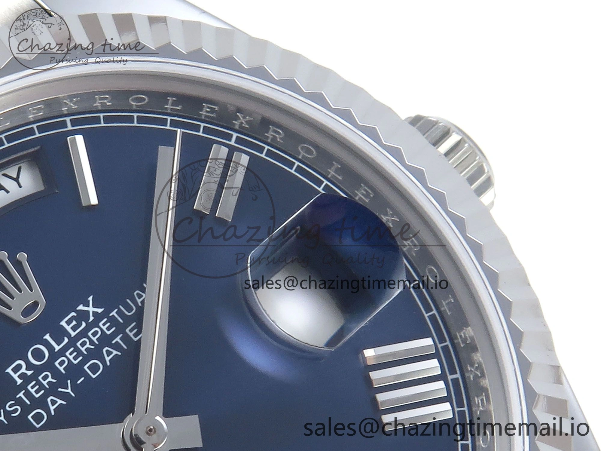 Day Date 128239 36mm SS KF 1:1 Best Edition Blue Roman Dial On President Bracelet A2836 (Gain Weight)
