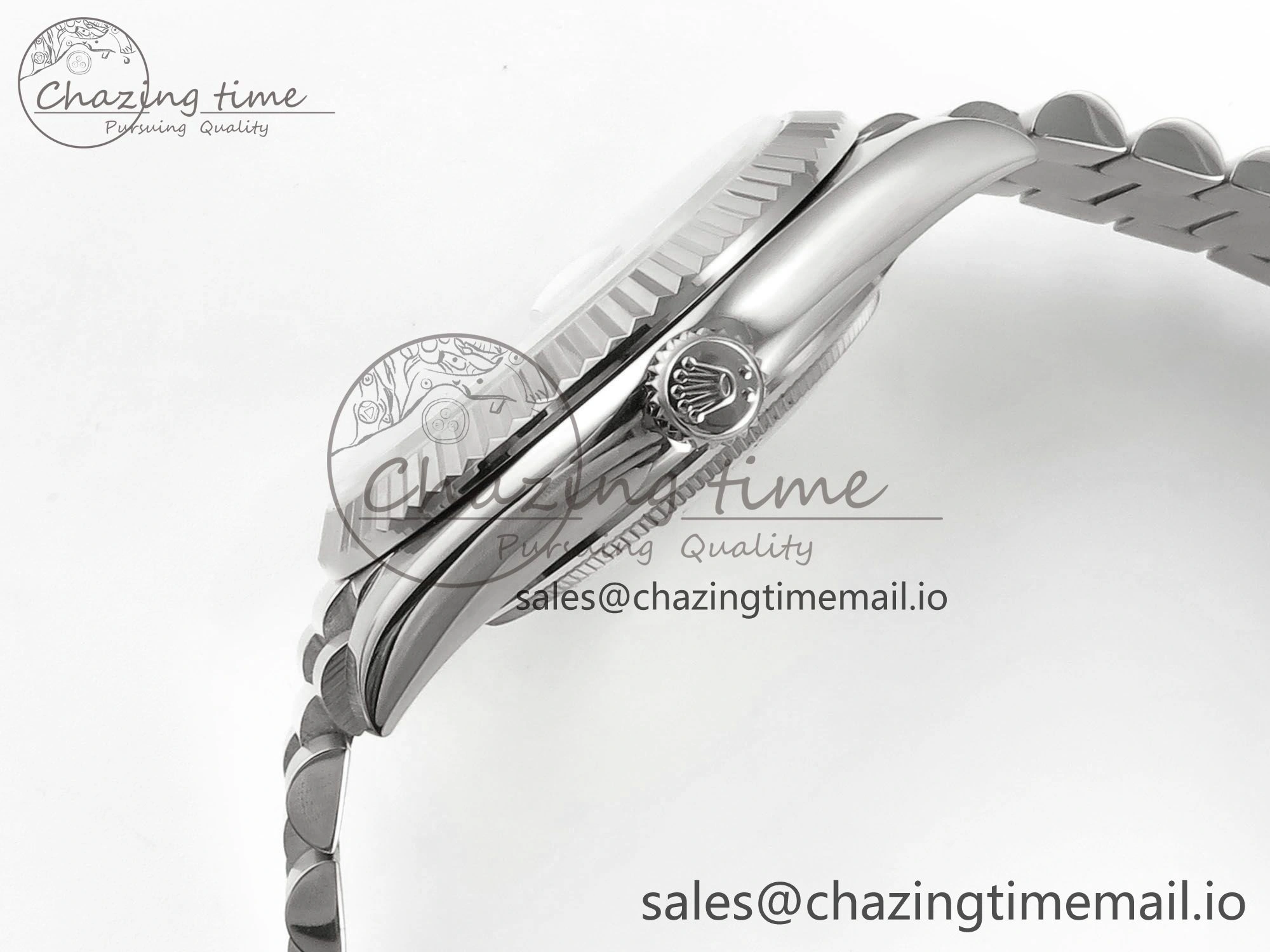 Day Date 128239 36mm SS KF 1:1 Best Edition Gray Dial Stick Marker On President Bracelet A2836 (Gain Weight)