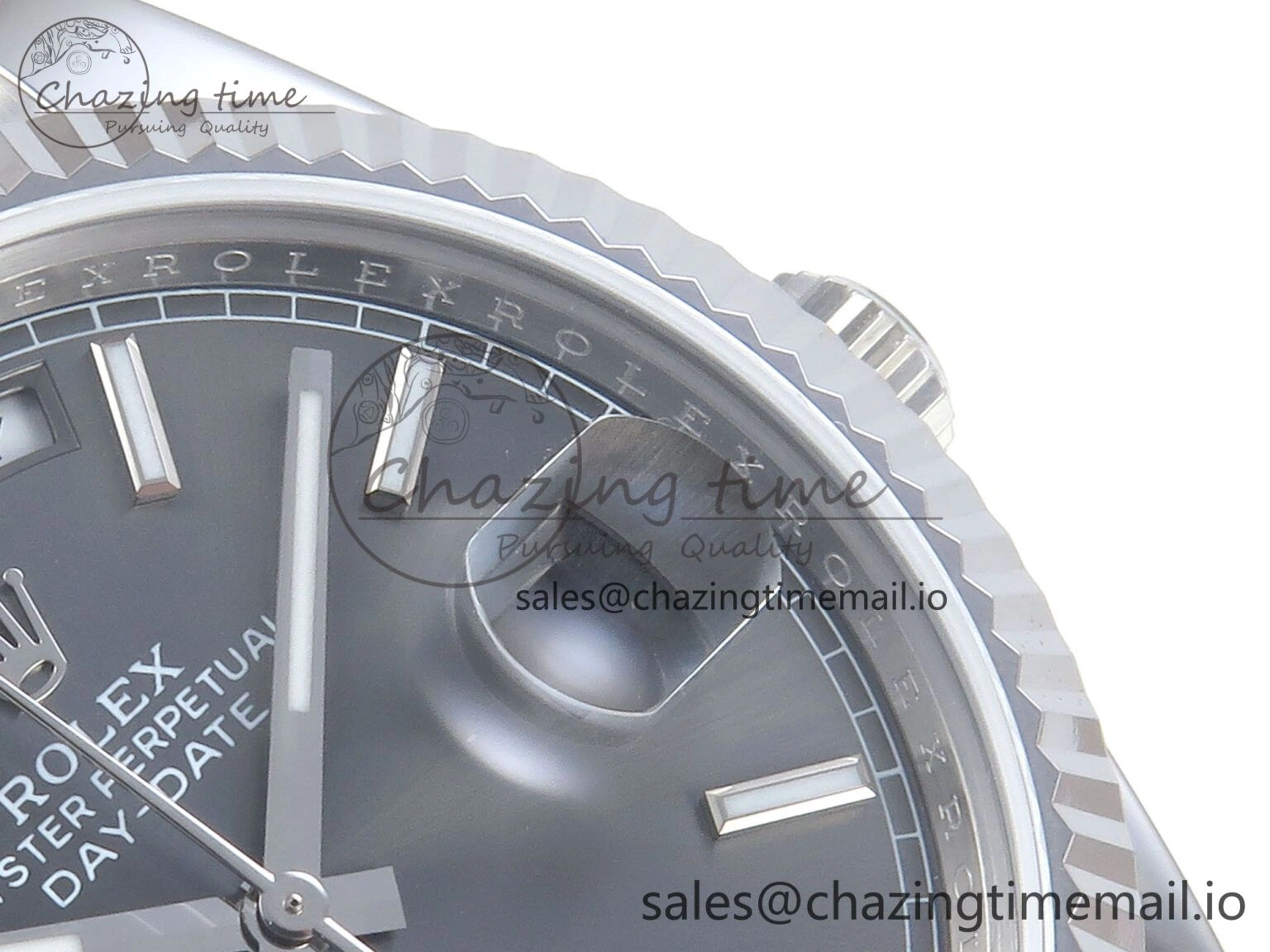 Day Date 128239 36mm SS KF 1:1 Best Edition Gray Dial Stick Marker On President Bracelet A2836 (Gain Weight)