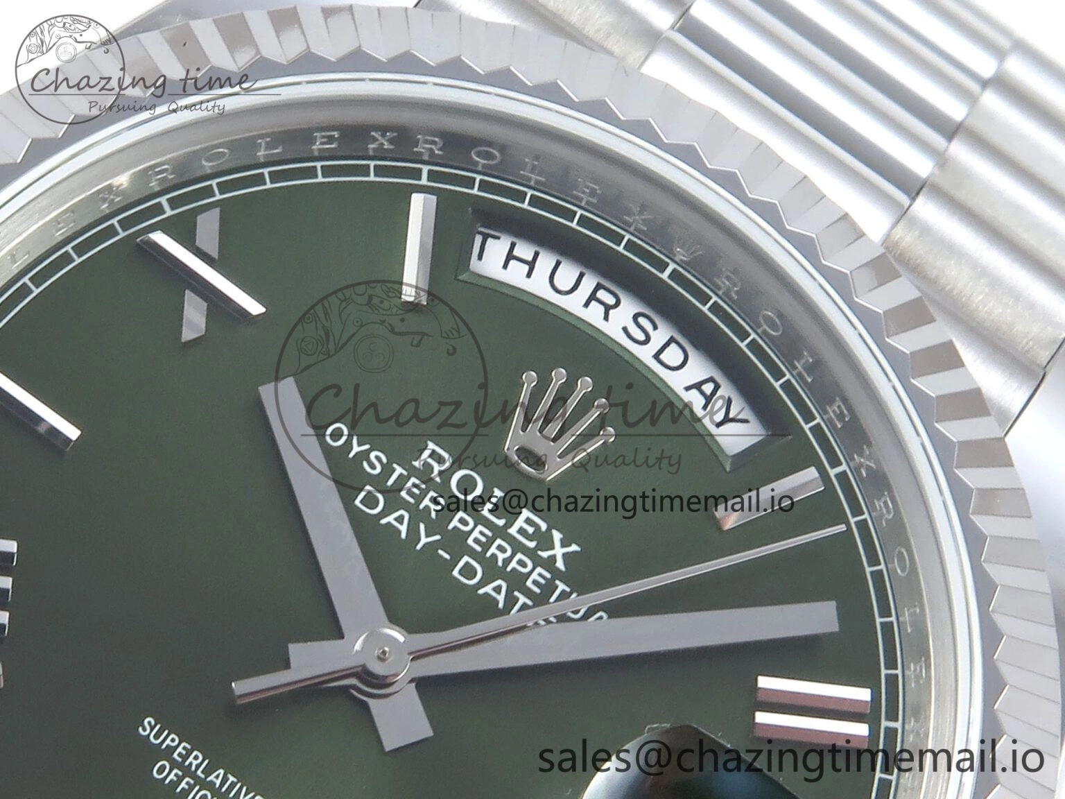 Day Date 128239 36mm SS KF 1:1 Best Edition Green Roman Dial On President Bracelet A2836 (Gain Weight)