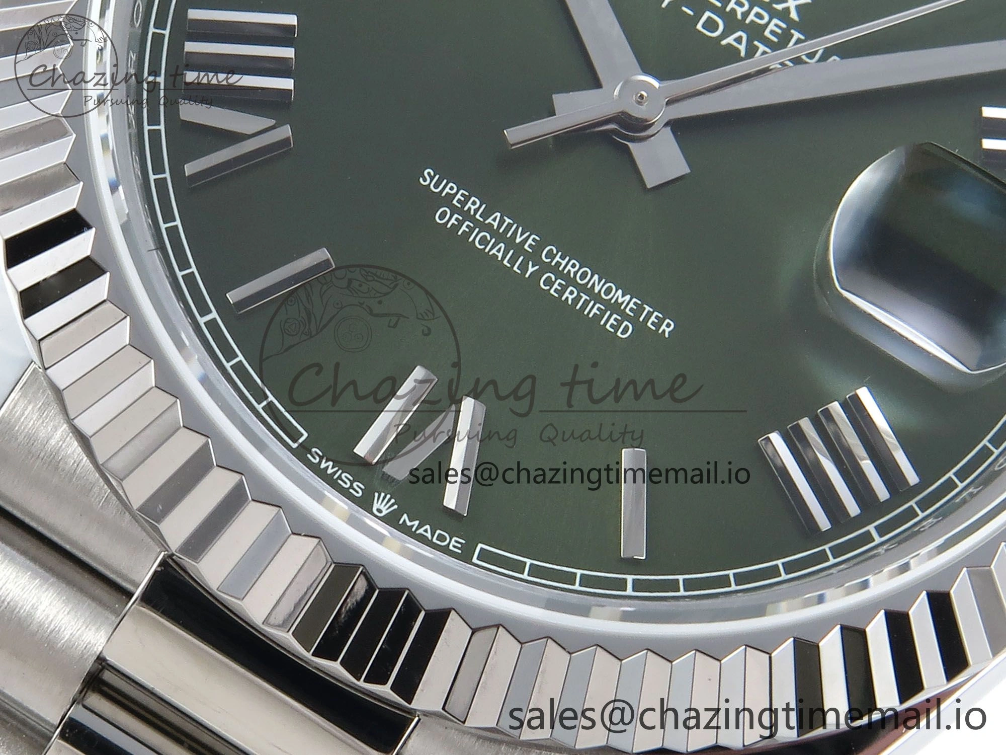 Day Date 128239 36mm SS KF 1:1 Best Edition Green Roman Dial On President Bracelet A2836 (Gain Weight)