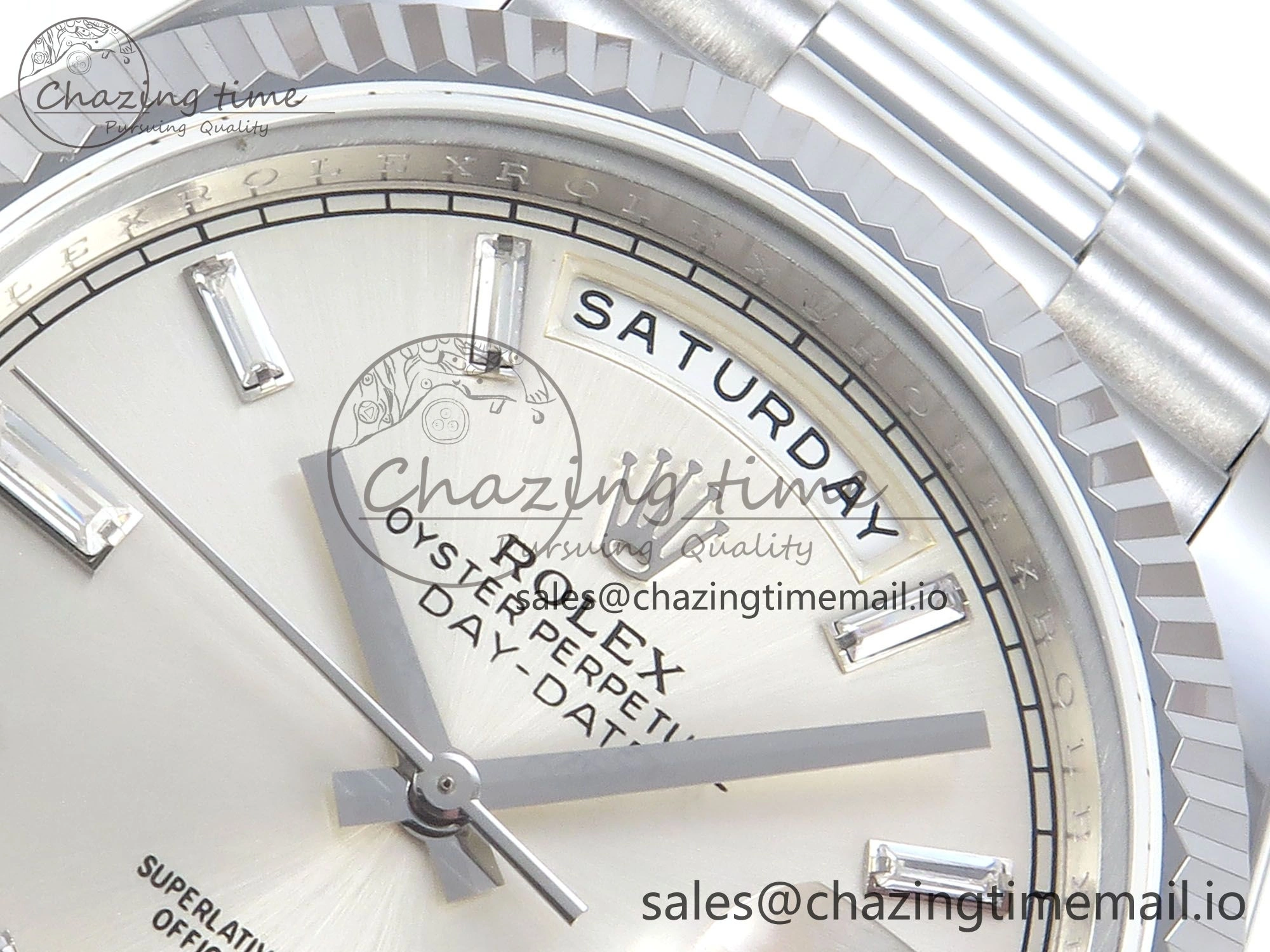 Day Date 128239 36mm SS KF 1:1 Best Edition Silver Crystal Dial On President Bracelet A2836 (Gain Weight)