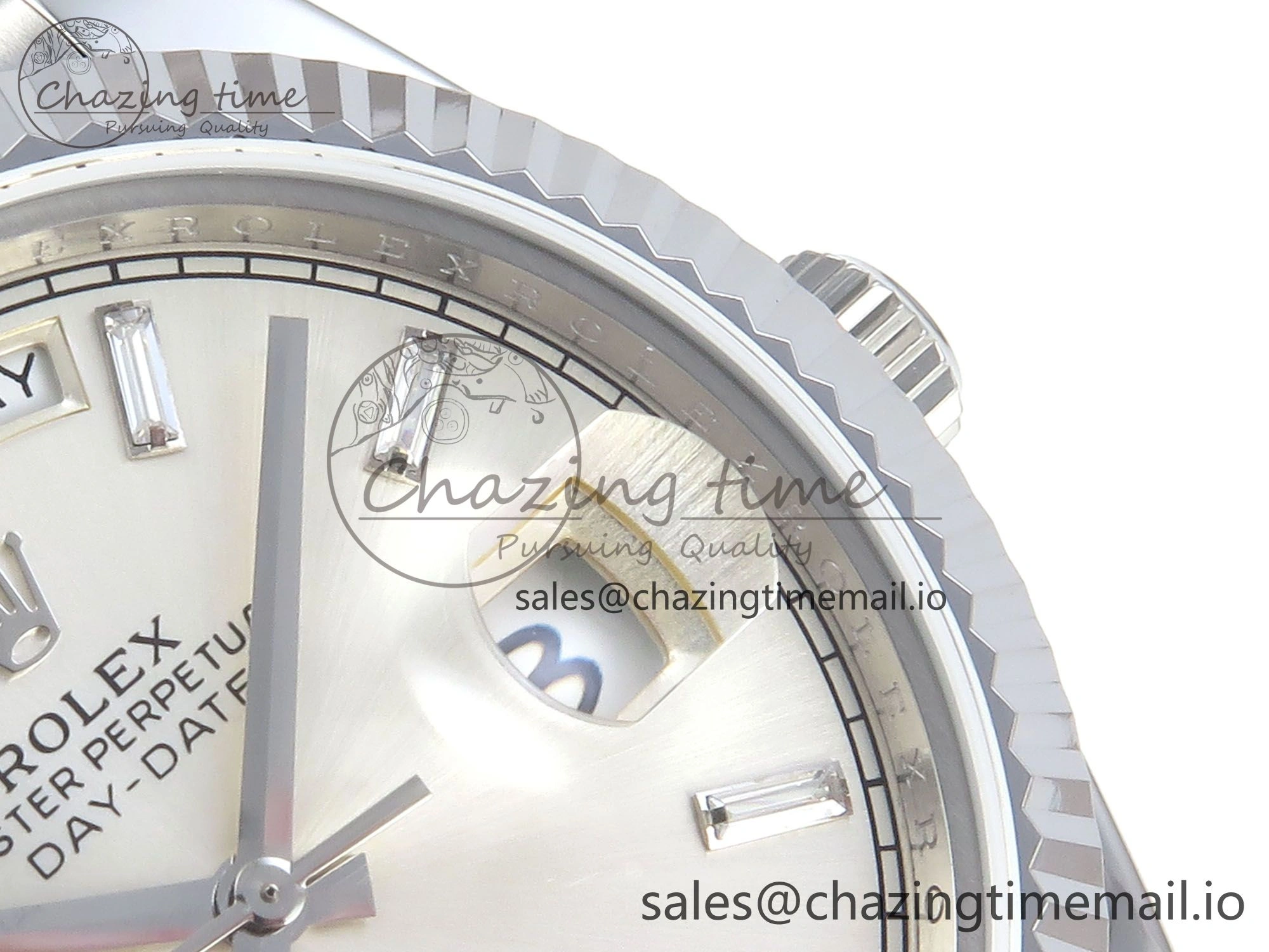 Day Date 128239 36mm SS KF 1:1 Best Edition Silver Crystal Dial On President Bracelet A2836 (Gain Weight)