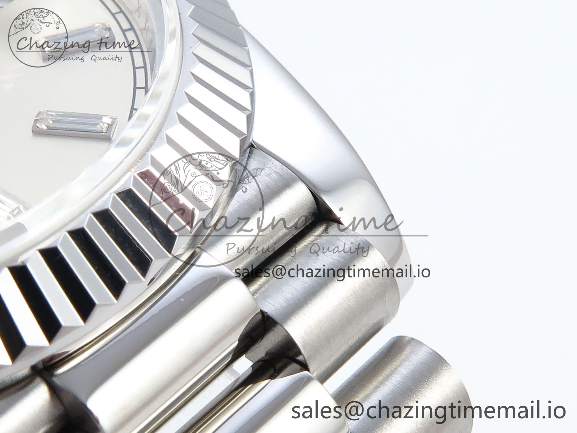 Day Date 128239 36mm SS KF 1:1 Best Edition Silver Crystal Dial On President Bracelet A2836 (Gain Weight)