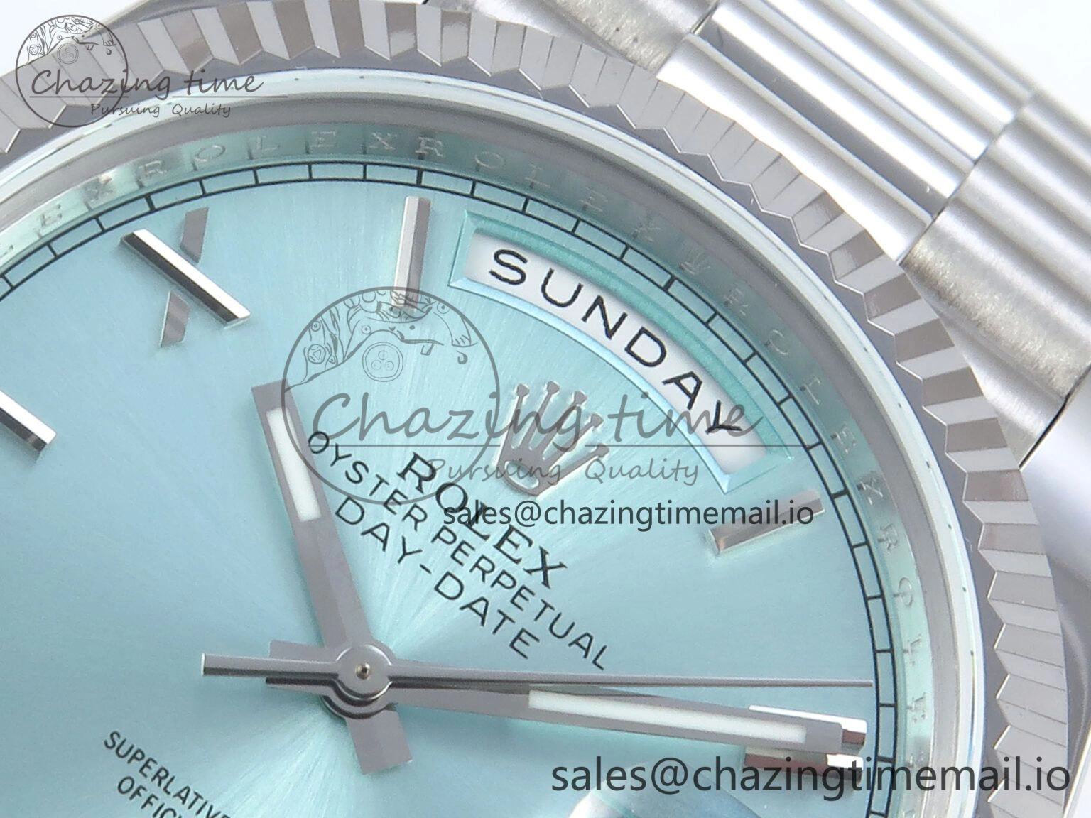 Day Date 128239 36mm SS KF 1:1 Best Edition Tiffany Blue Roman Dial On President Bracelet A2836 (Gain Weight)