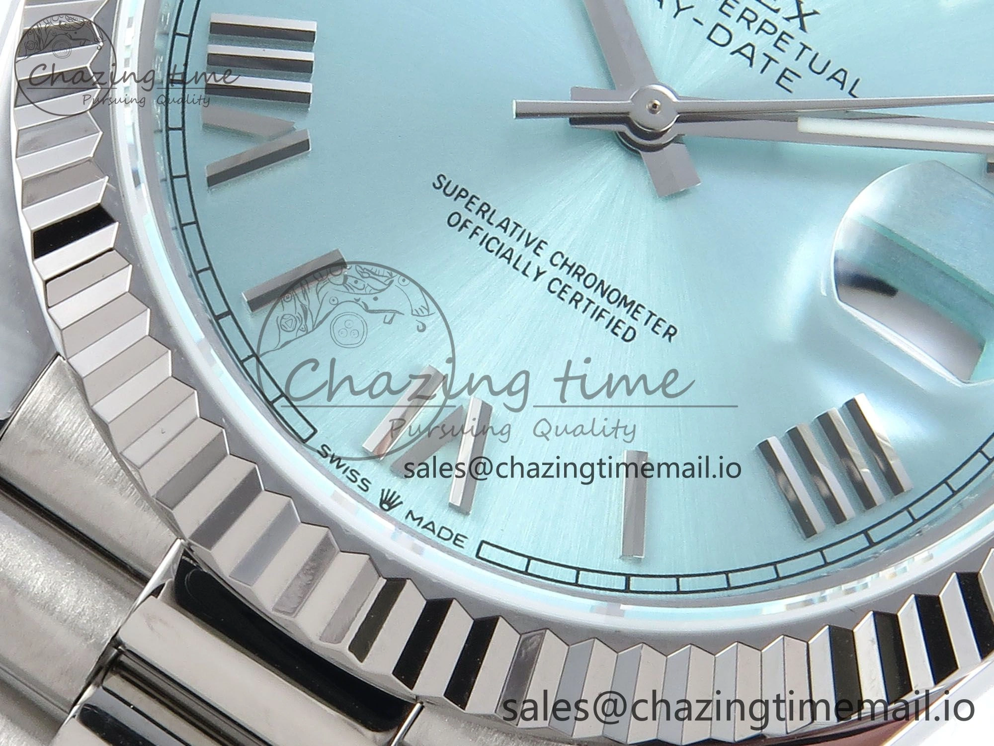 Day Date 128239 36mm SS KF 1:1 Best Edition Tiffany Blue Roman Dial On President Bracelet A2836 (Gain Weight)