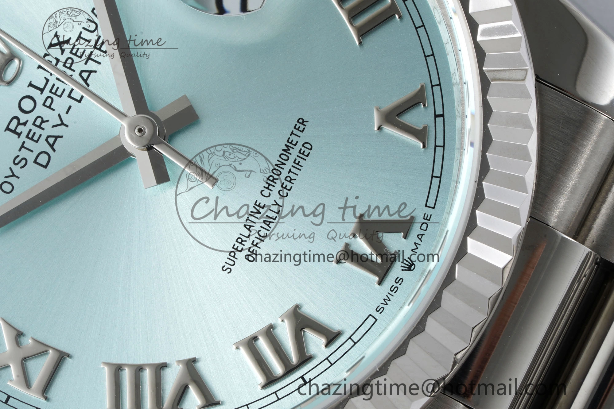Day Date 36 JDF 1:1 Best Edition 904L Steel Ice Blue Dial Roman Markers on Bracelet A2836