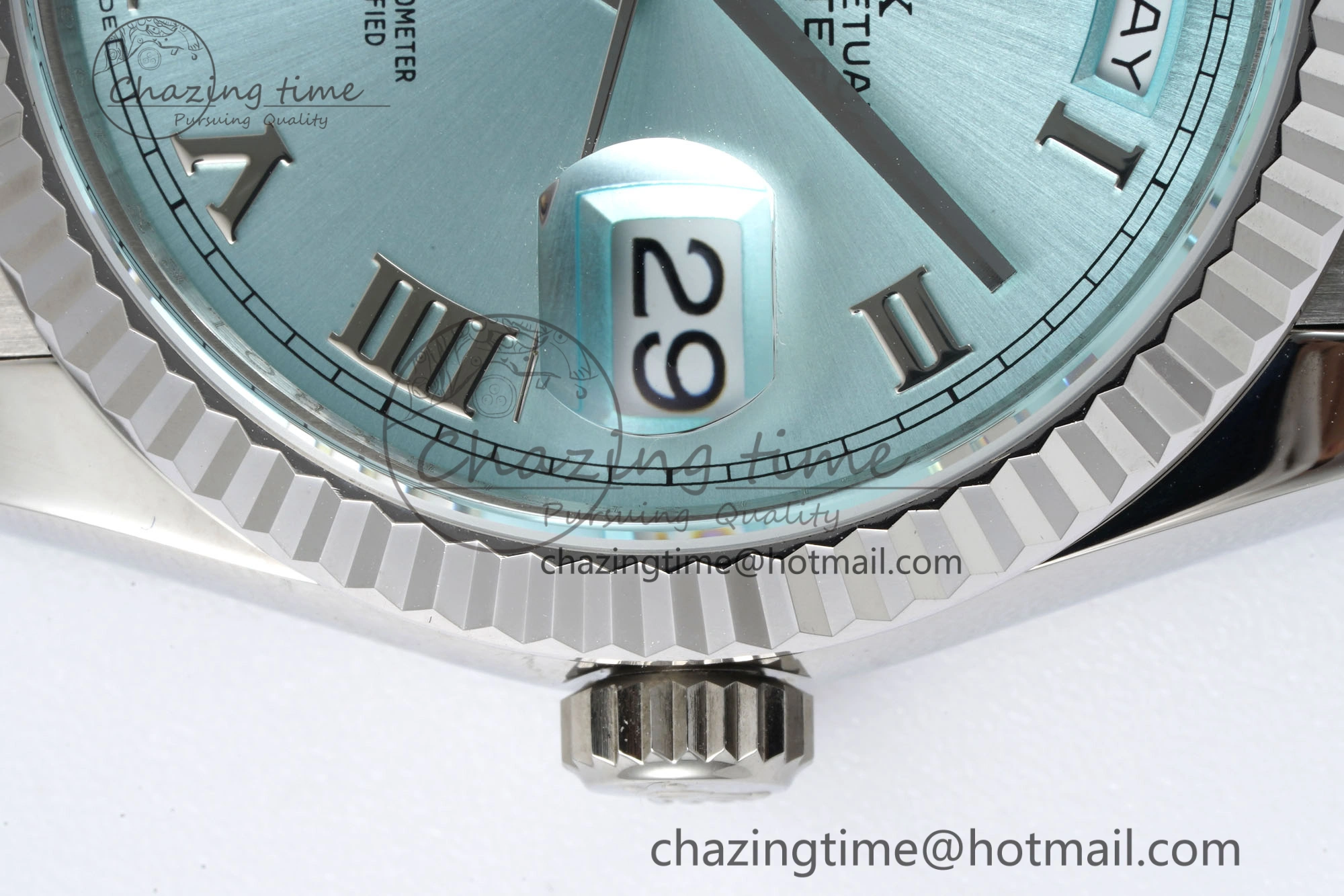 Day Date 36 JDF 1:1 Best Edition 904L Steel Ice Blue Dial Roman Markers on Bracelet A2836