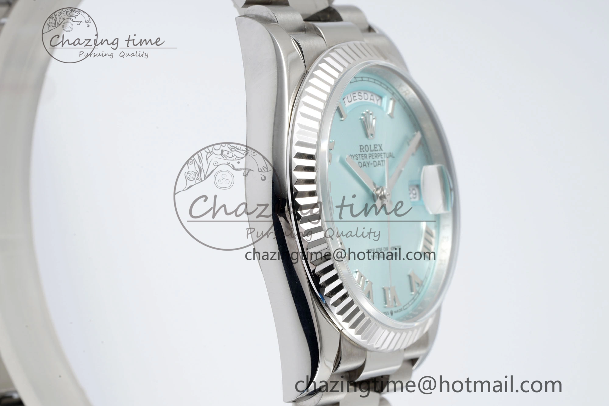 Day Date 36 JDF 1:1 Best Edition 904L Steel Ice Blue Dial Roman Markers on Bracelet A2836