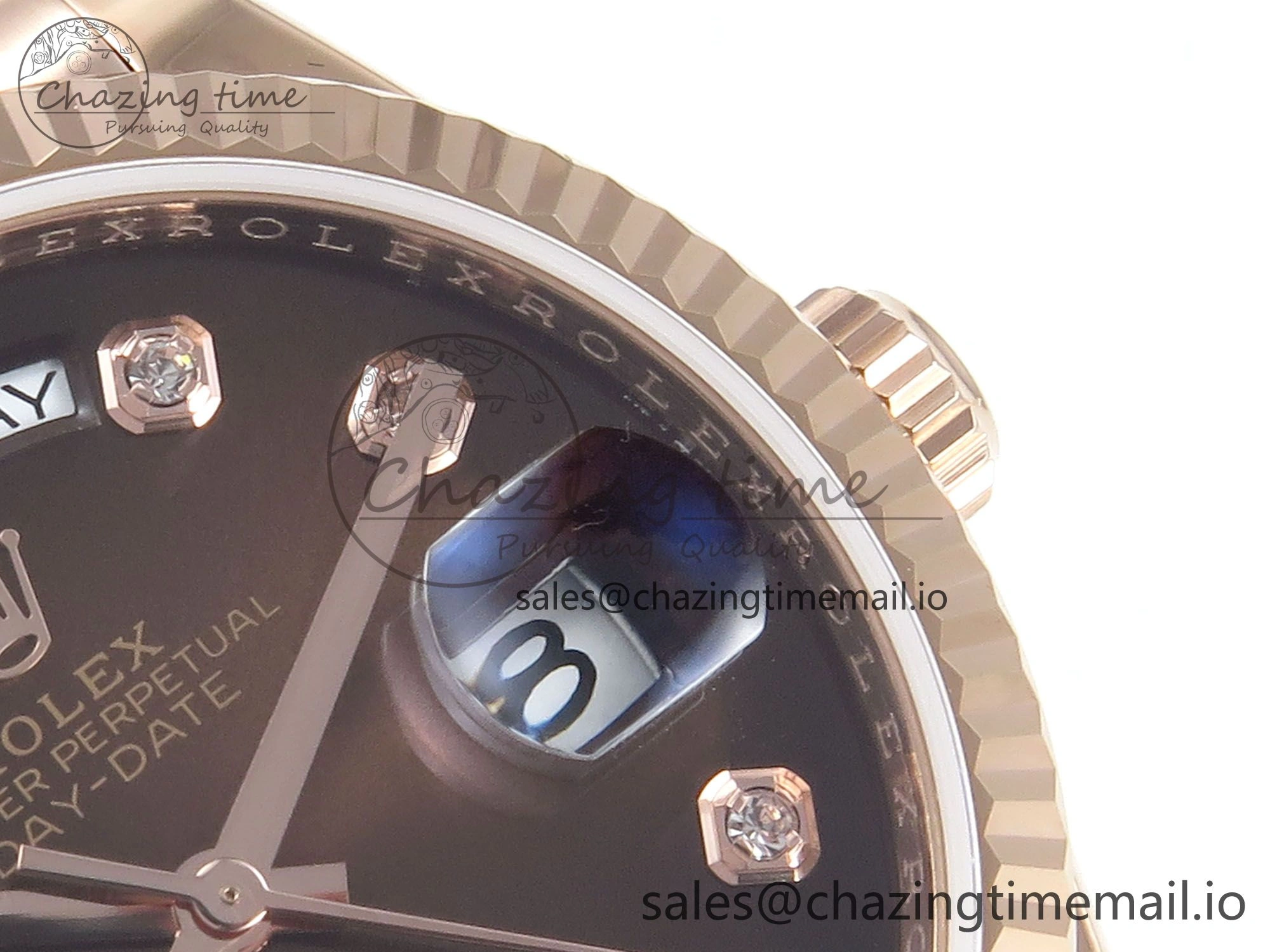 Day Date 36 RG 128235 KF 1:1 Best Edition Brown Diamonds Dial on President Bracelet A2836 (Gain Weight)
