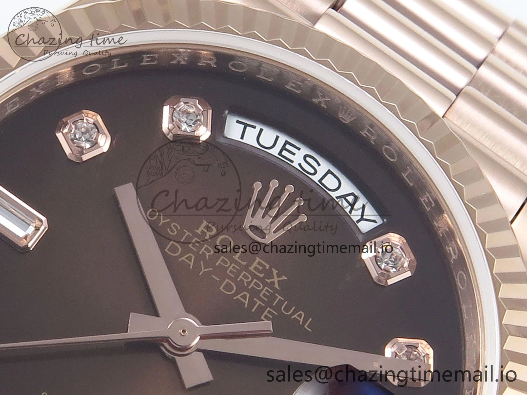 Day Date 36 RG 128235 KF 1:1 Best Edition Brown Diamonds Dial on President Bracelet A2836 (Gain Weight)