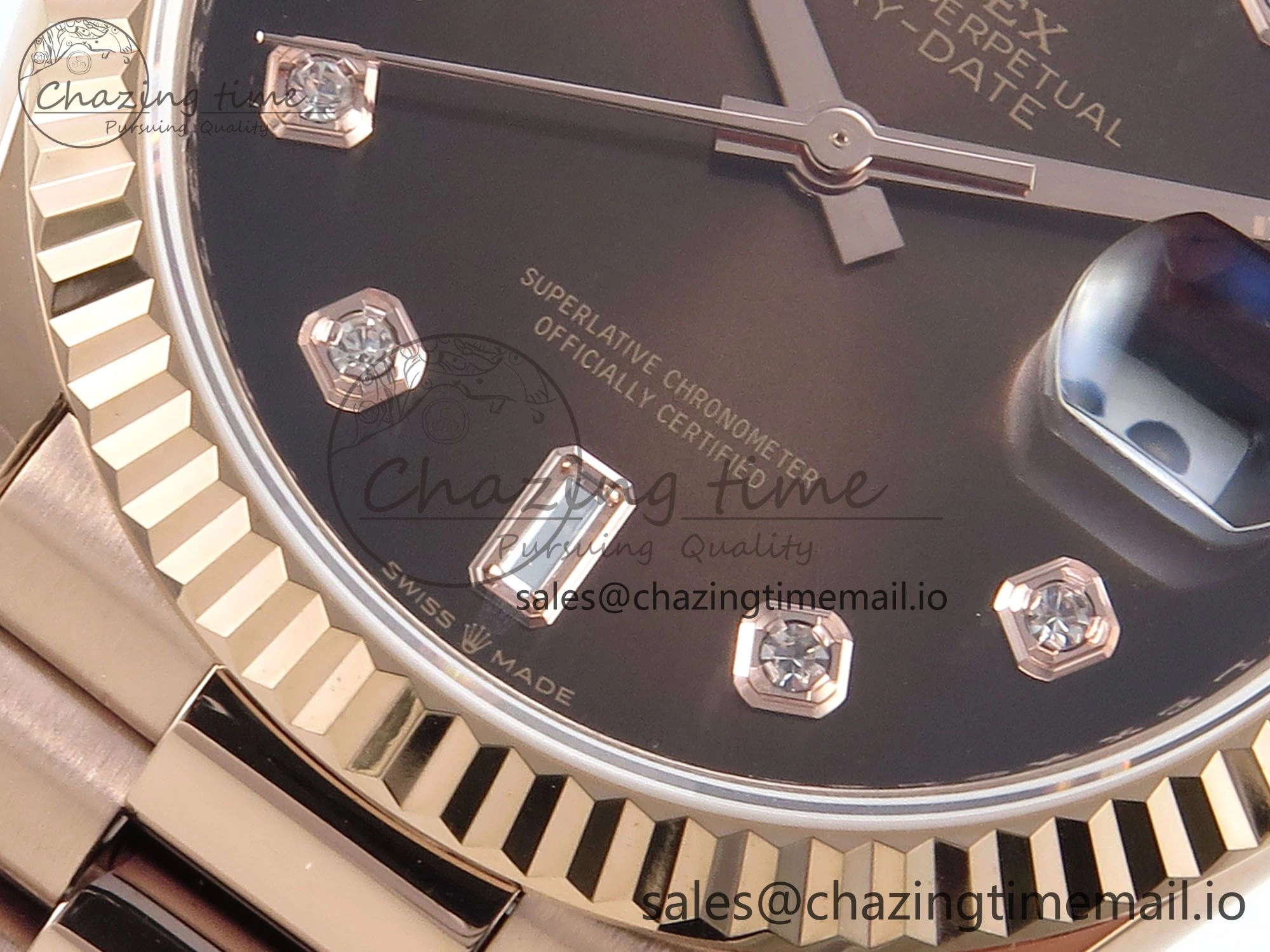Day Date 36 RG 128235 KF 1:1 Best Edition Brown Diamonds Dial on President Bracelet A2836 (Gain Weight)