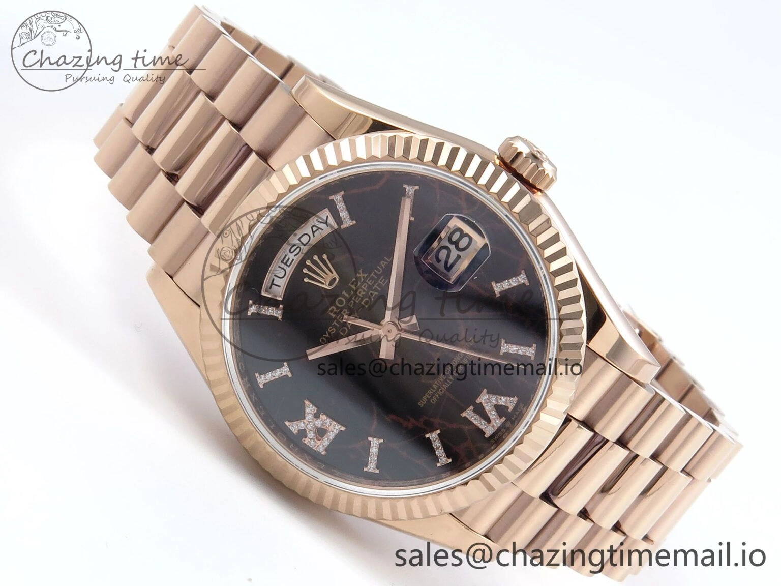 Day Date 36 RG 128235 KF 1:1 Best Edition Eisenkiesel Dial on President Bracelet A2836 (Gain Weight)