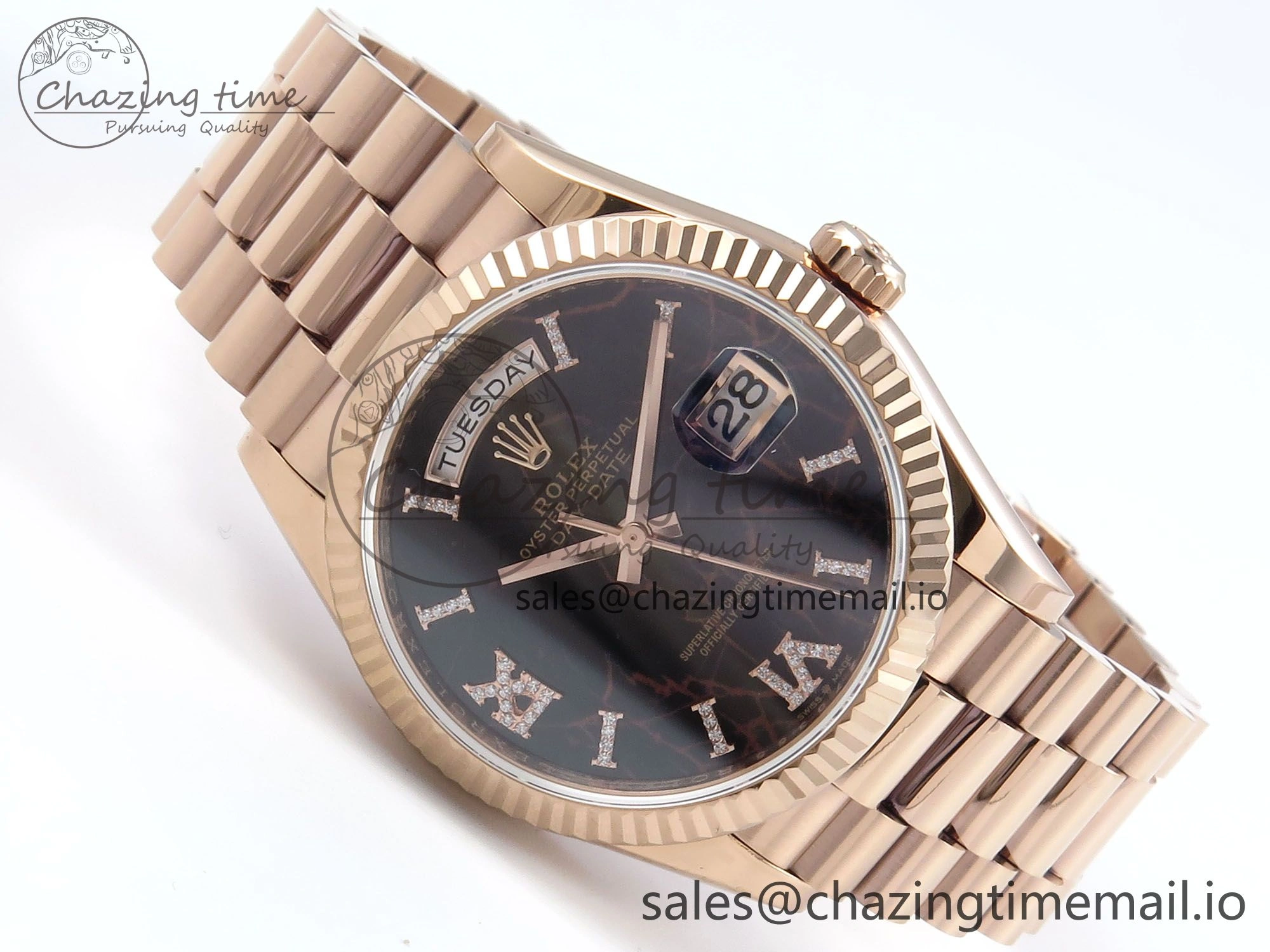 Day Date 36 RG 128235 KF 1:1 Best Edition Eisenkiesel Dial on President Bracelet A2836 (Gain Weight)