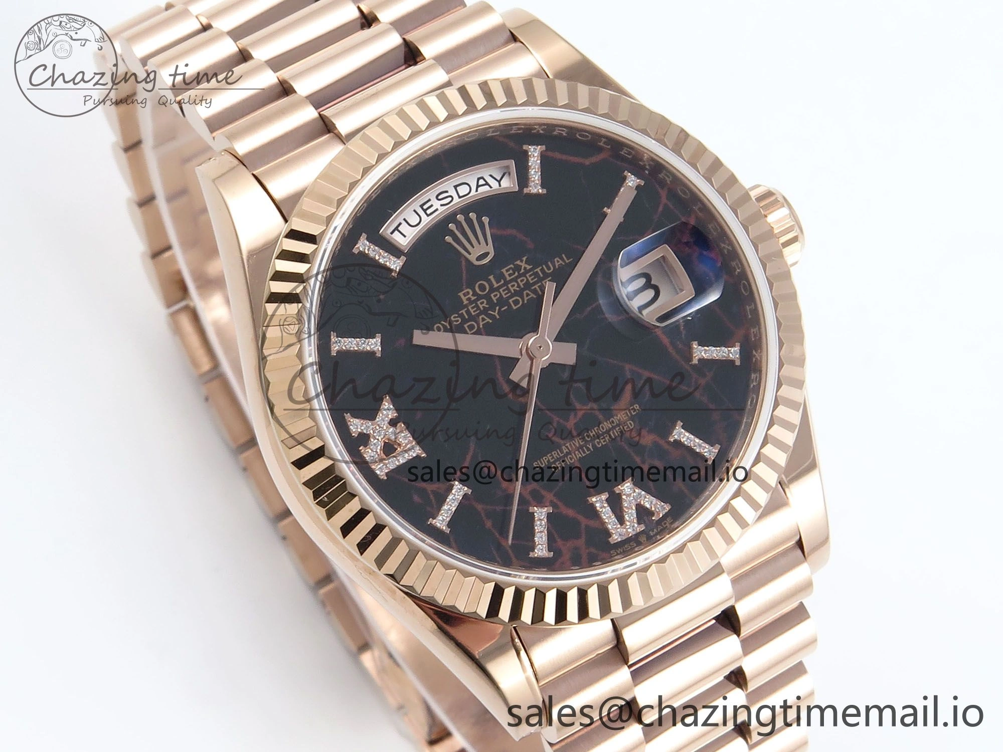 Day Date 36 RG 128235 KF 1:1 Best Edition Eisenkiesel Dial on President Bracelet A2836 (Gain Weight)