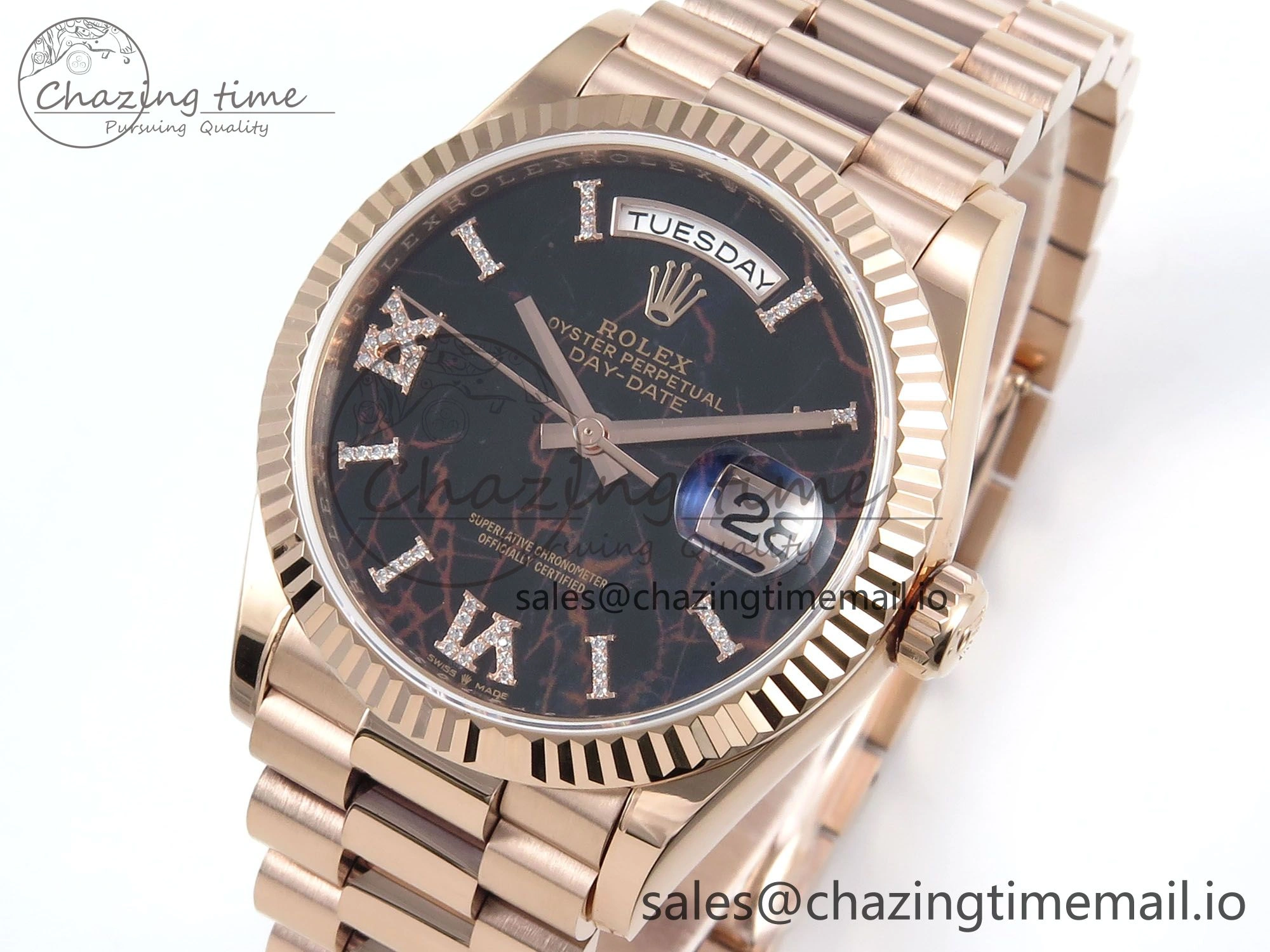 Day Date 36 RG 128235 KF 1:1 Best Edition Eisenkiesel Dial on President Bracelet A2836 (Gain Weight)