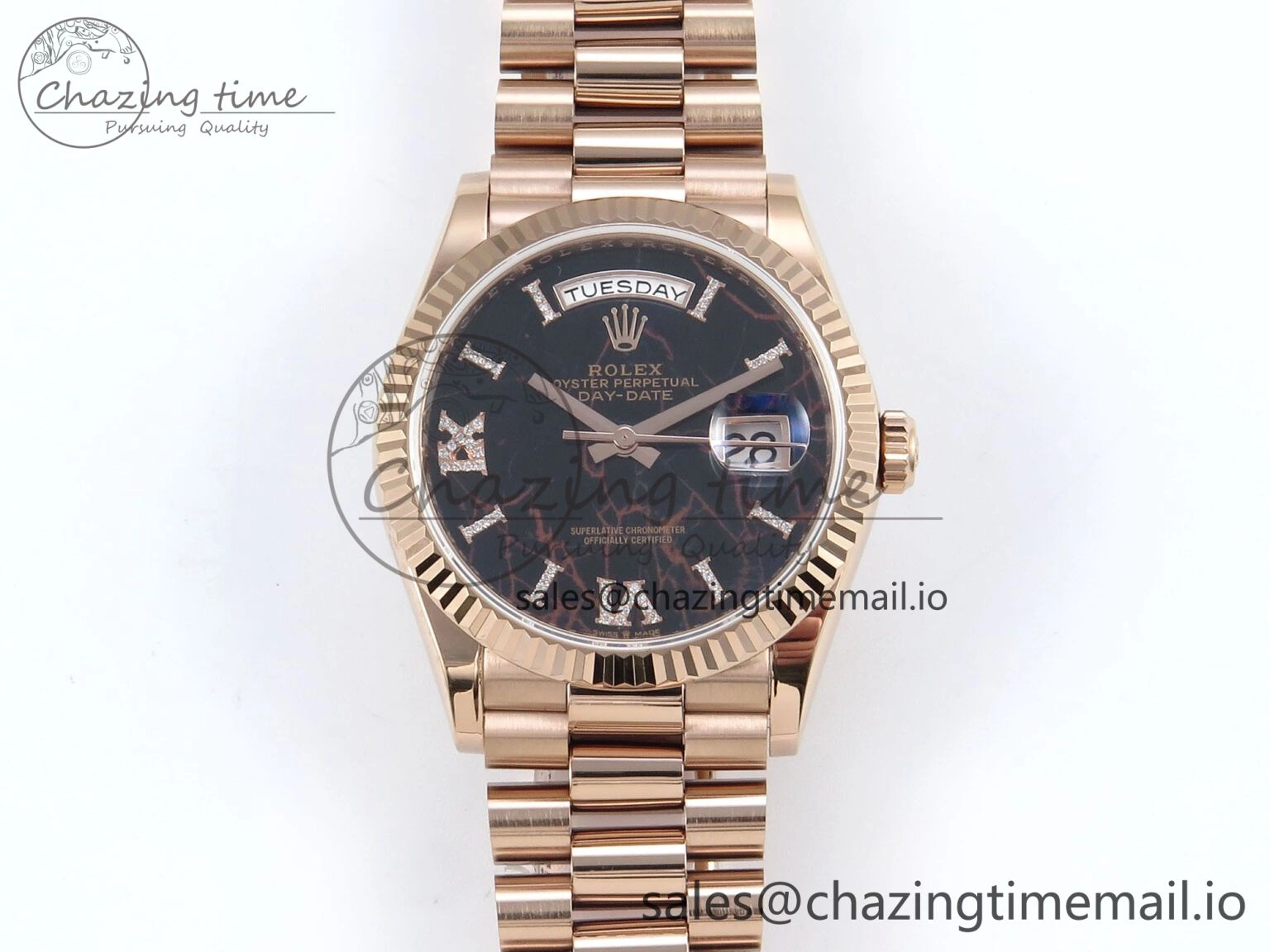 Day Date 36 RG 128235 KF 1:1 Best Edition Eisenkiesel Dial on President Bracelet A2836 (Gain Weight)