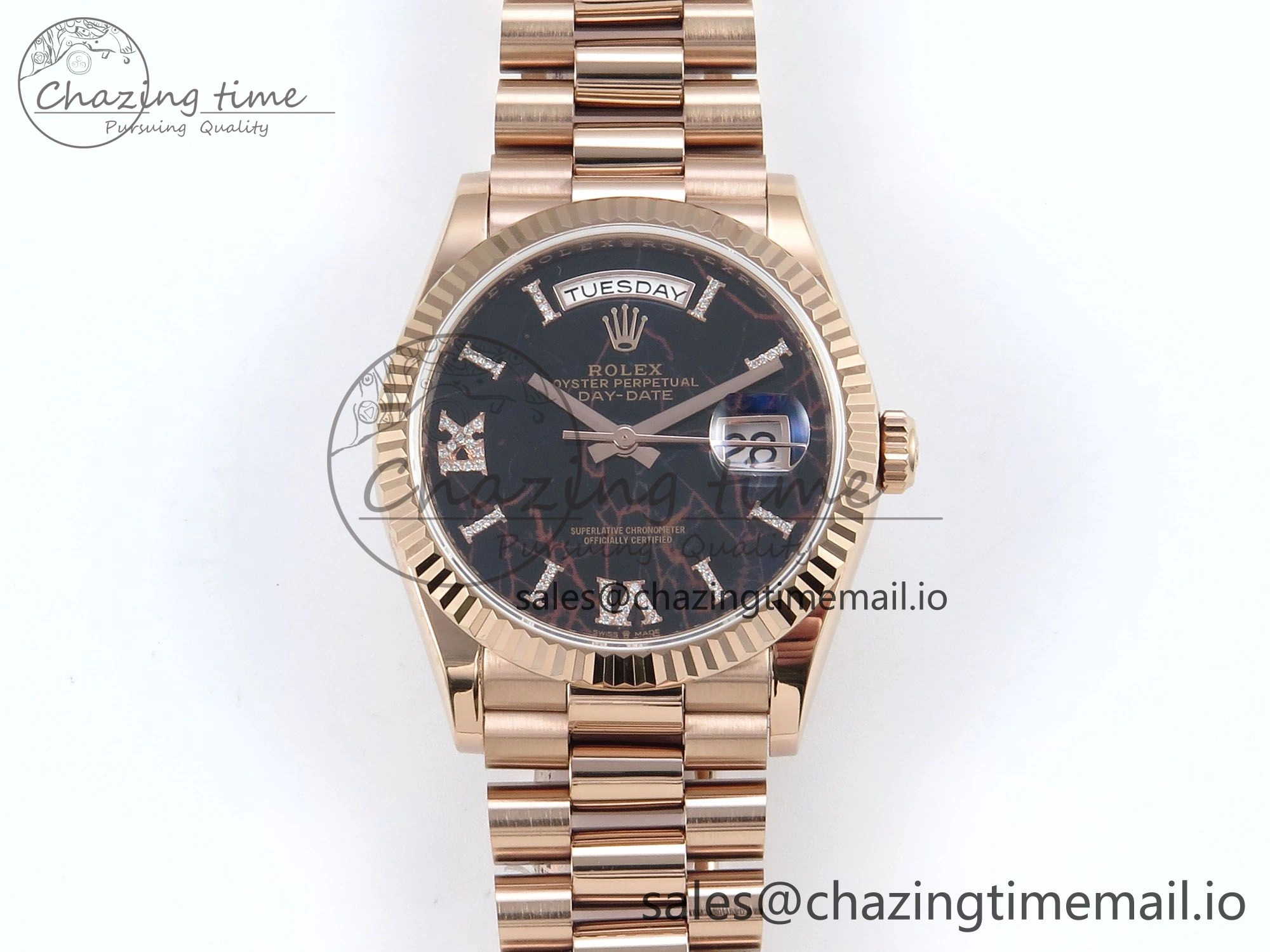 Day Date 36 RG 128235 KF 1:1 Best Edition Eisenkiesel Dial on President Bracelet A2836 (Gain Weight)